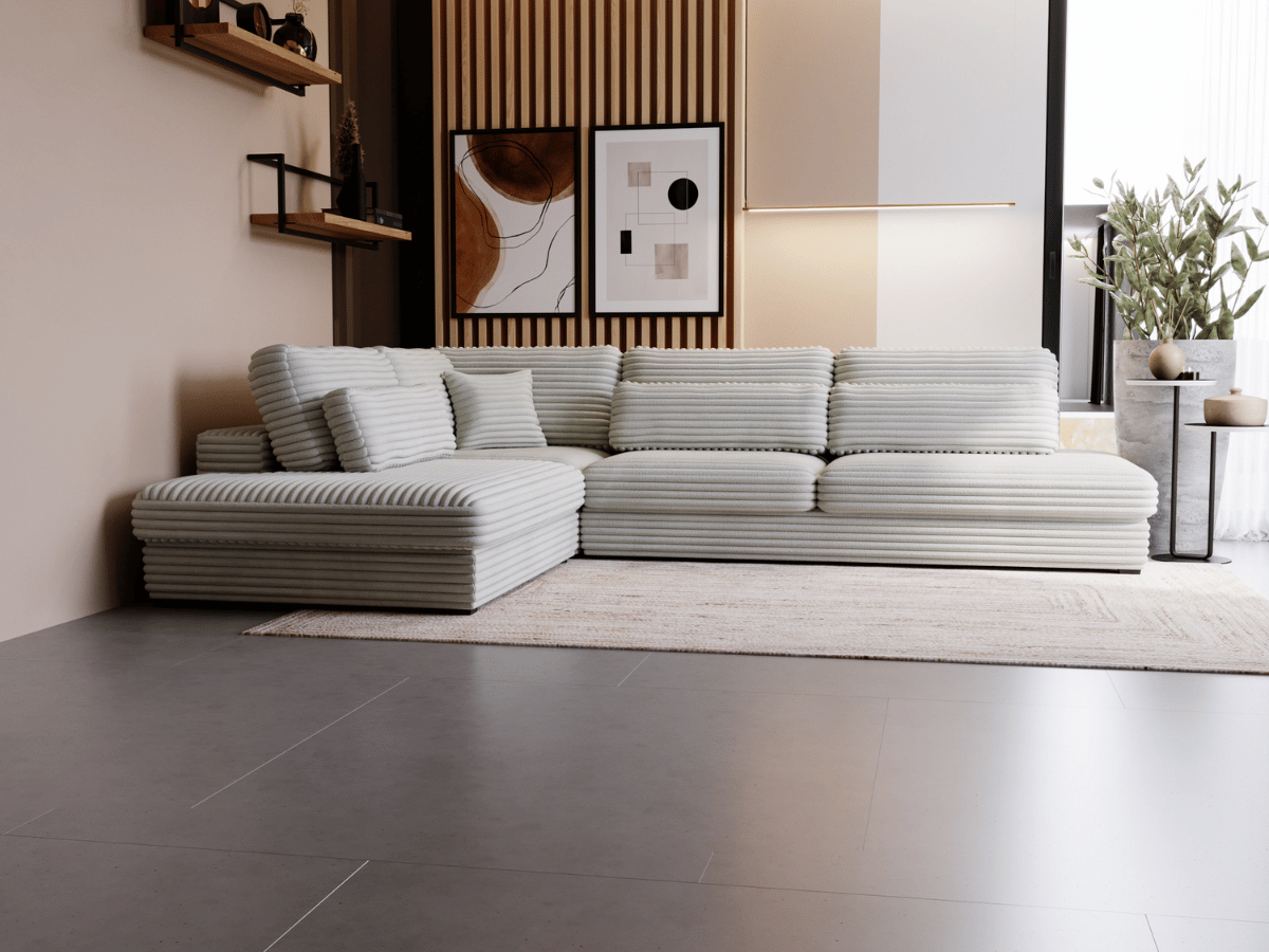 Canapé d'angle velours côtelé grand épaisseur VENDOME