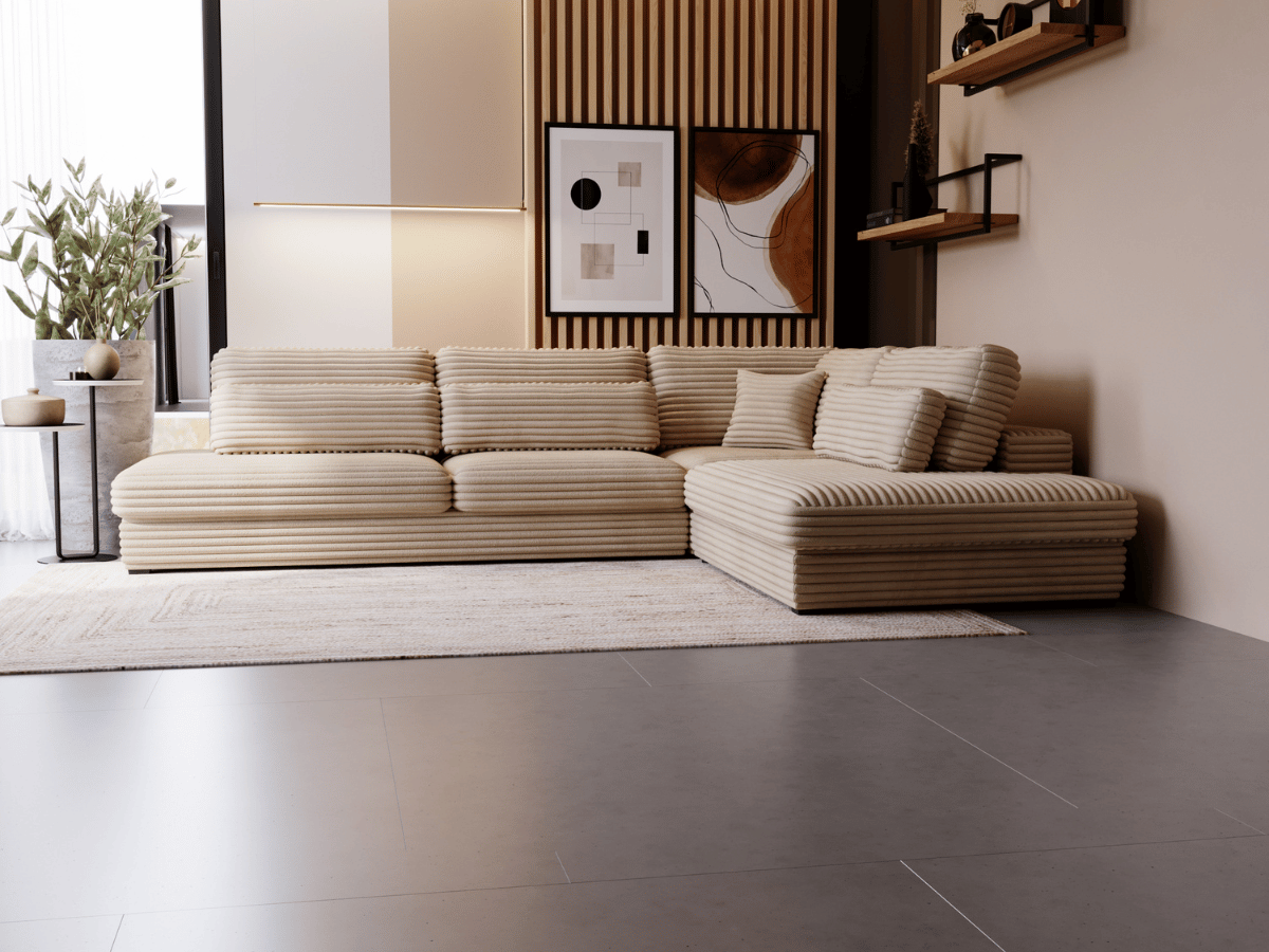 Canapé d'angle velours côtelé grand épaisseur VENDOME