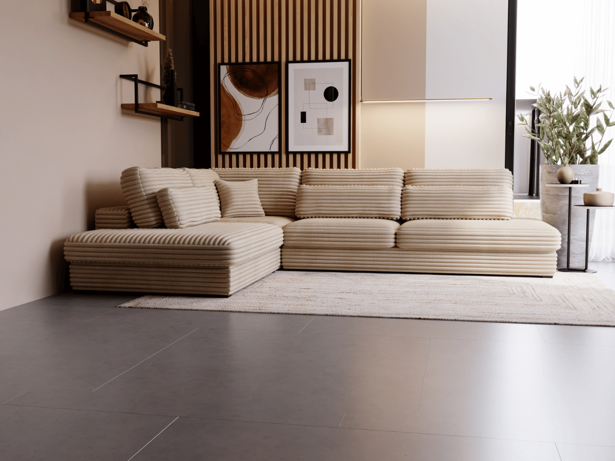 Canapé d'angle velours côtelé grand épaisseur VENDOME