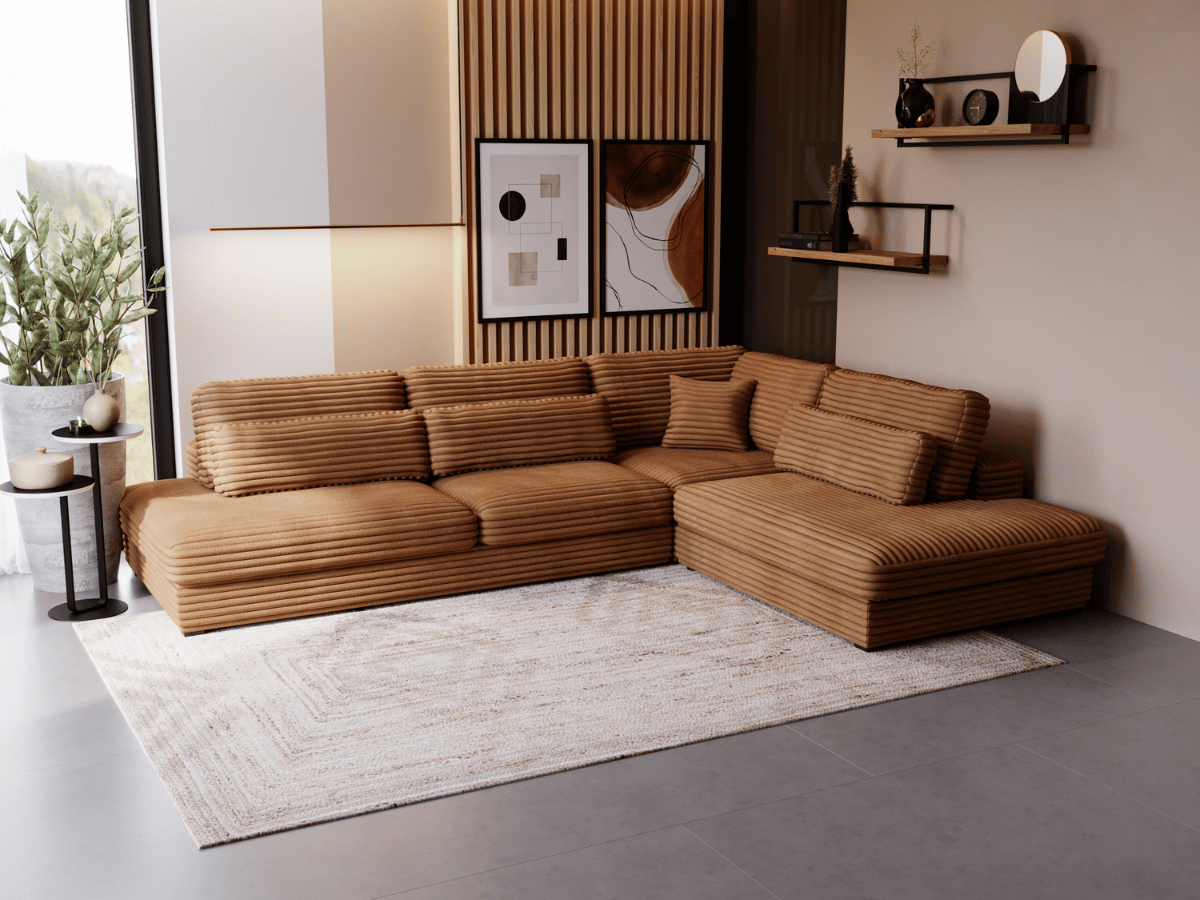 Canapé d'angle velours côtelé grand épaisseur VENDOME