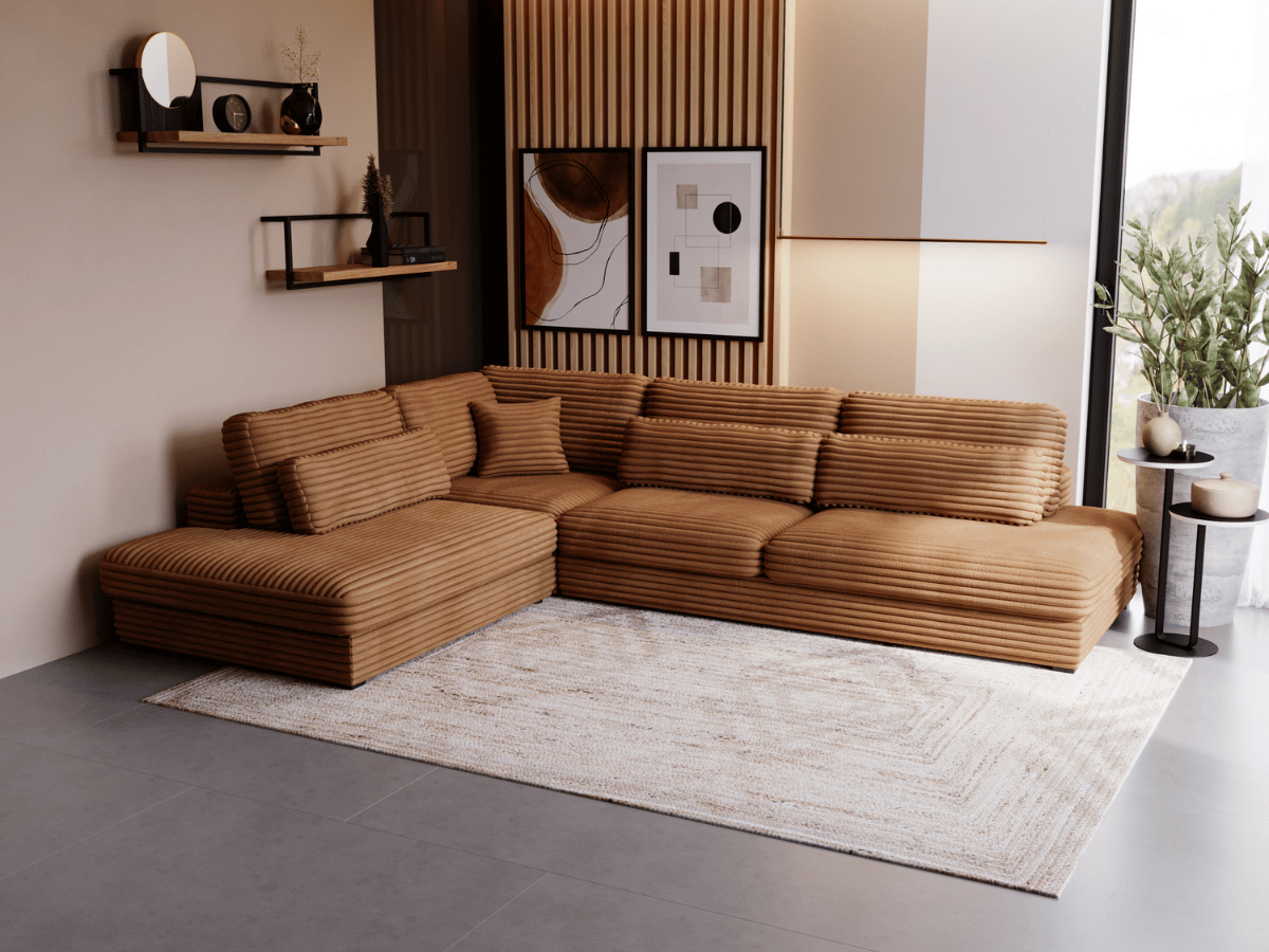 Canapé d'angle velours côtelé grand épaisseur VENDOME