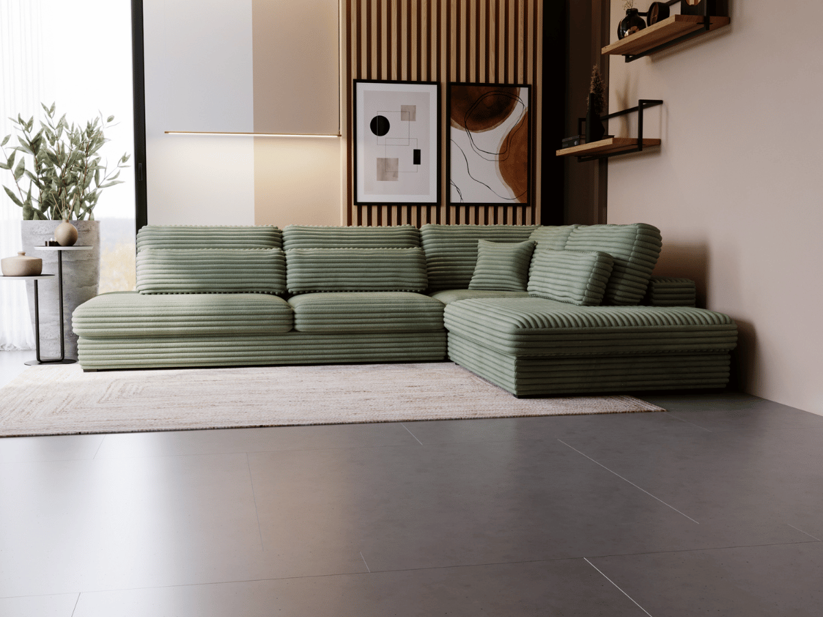 Canapé d'angle velours côtelé grand épaisseur VENDOME