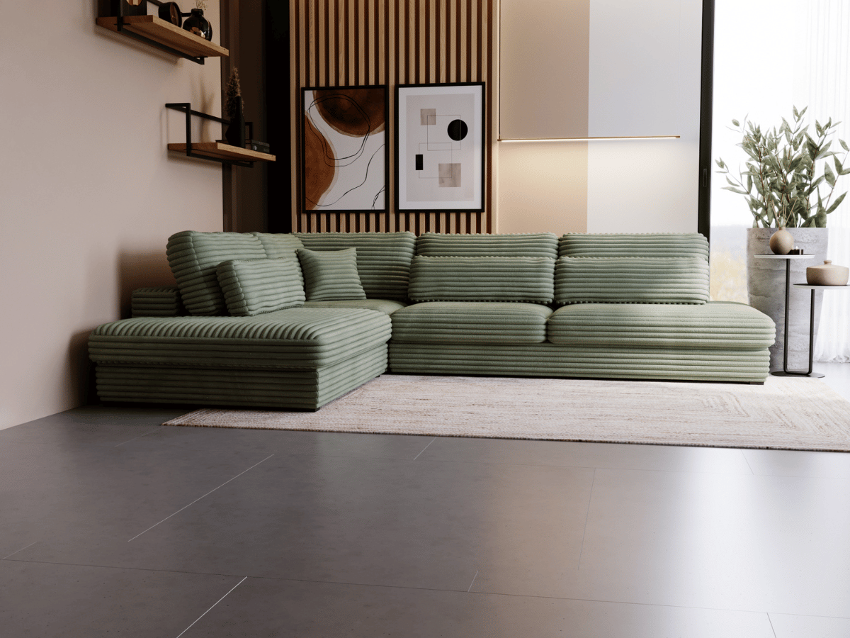 Canapé d'angle velours côtelé grand épaisseur VENDOME