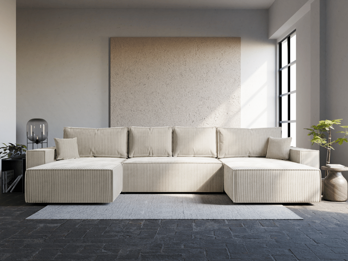 Canapé d'angle convertible velours côtelé doux Rivoli