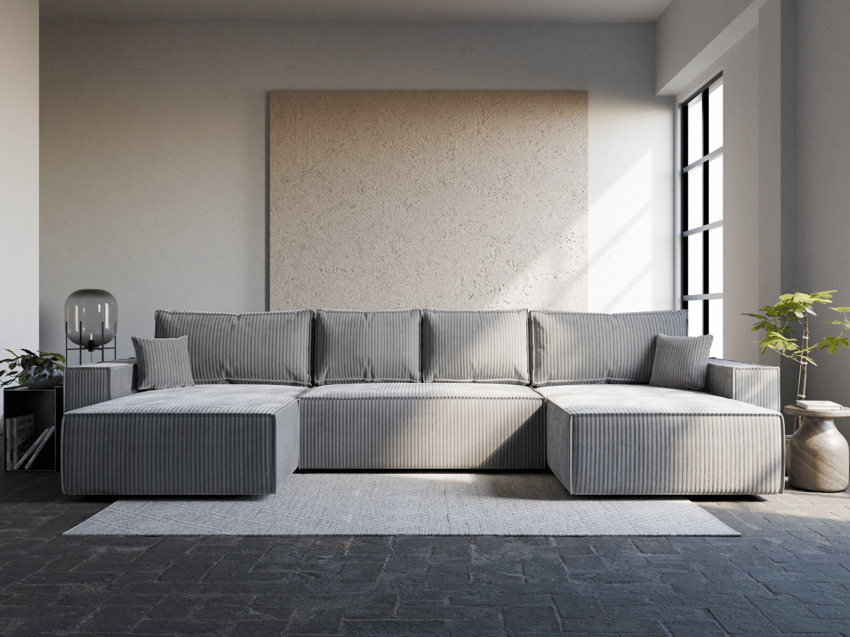 Canapé d'angle convertible velours côtelé doux Rivoli
