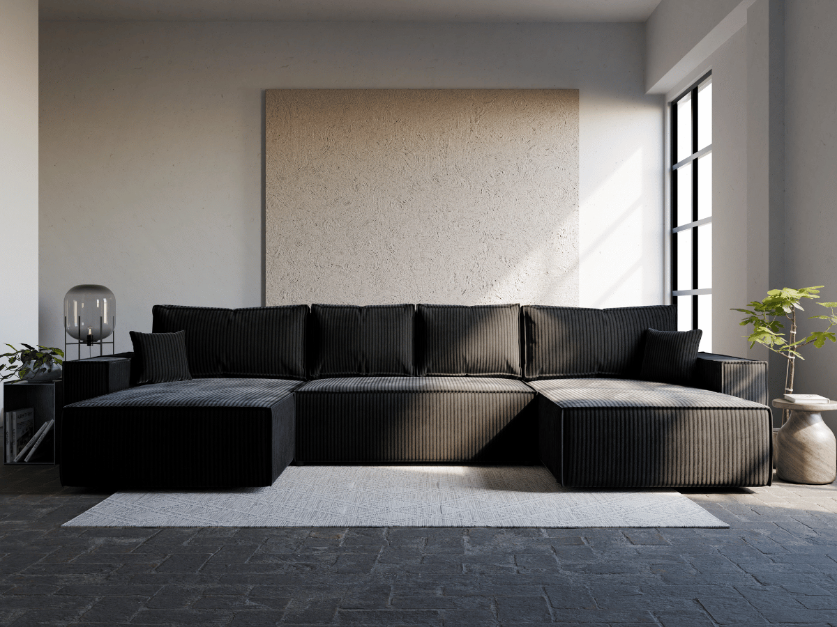 Canapé d'angle convertible velours côtelé doux Rivoli