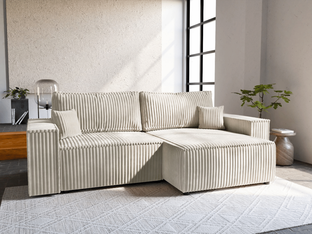 Canapé d'angle convertible velours côtelé doux Rivoli