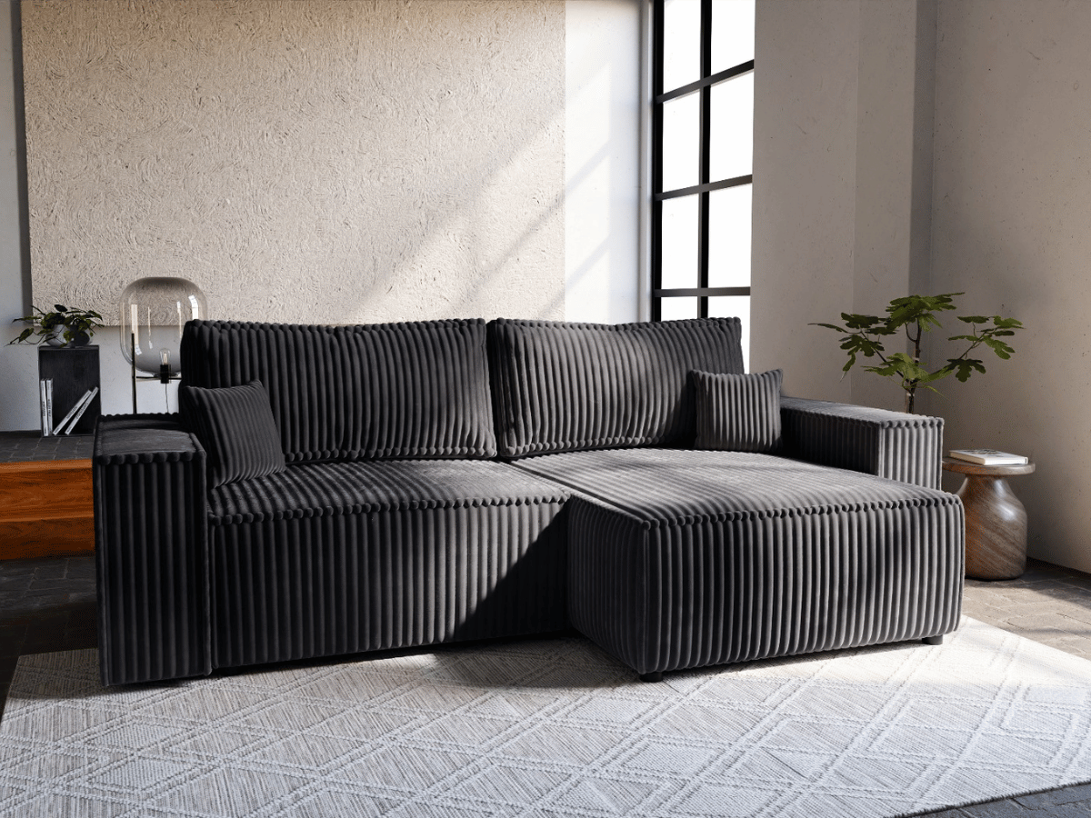 Canapé d'angle convertible velours côtelé doux Rivoli