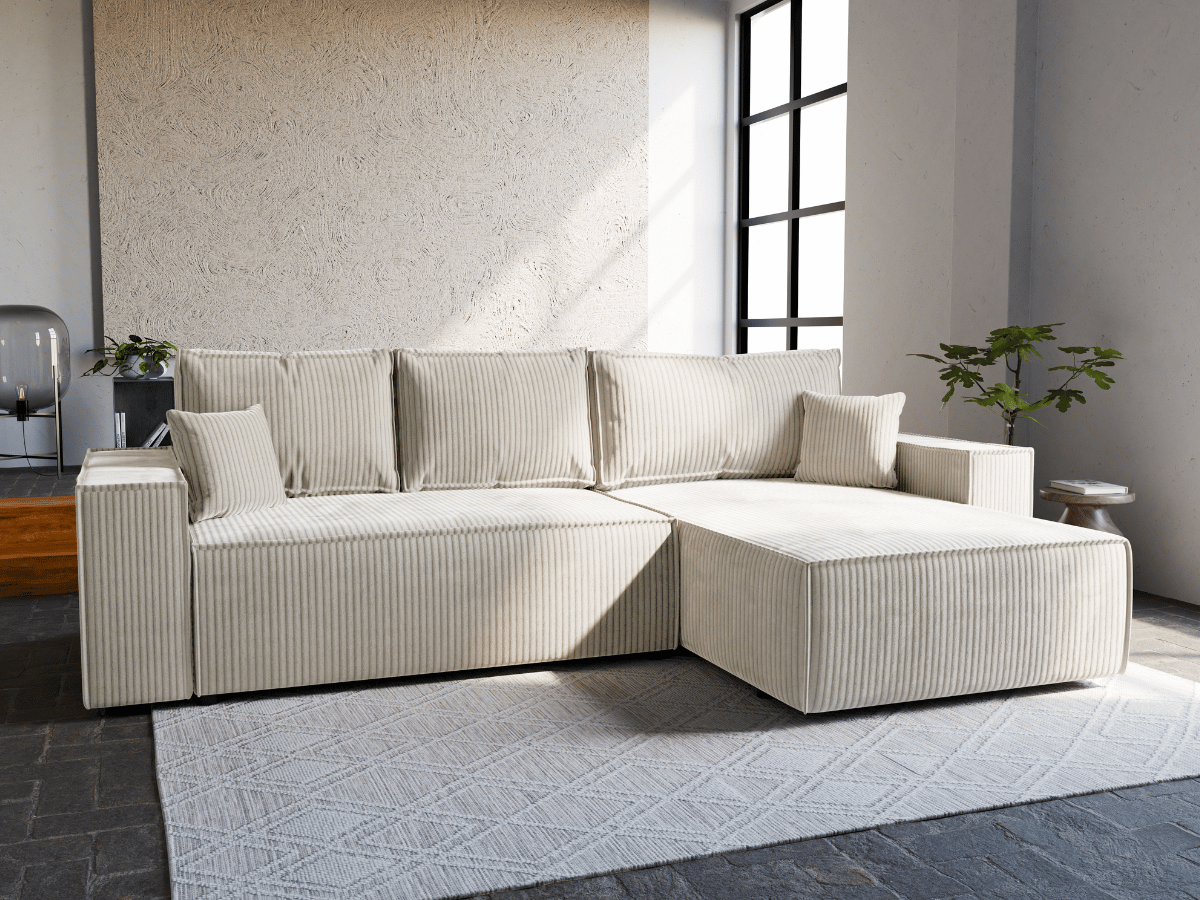 Canapé d'angle convertible velours côtelé doux Rivoli