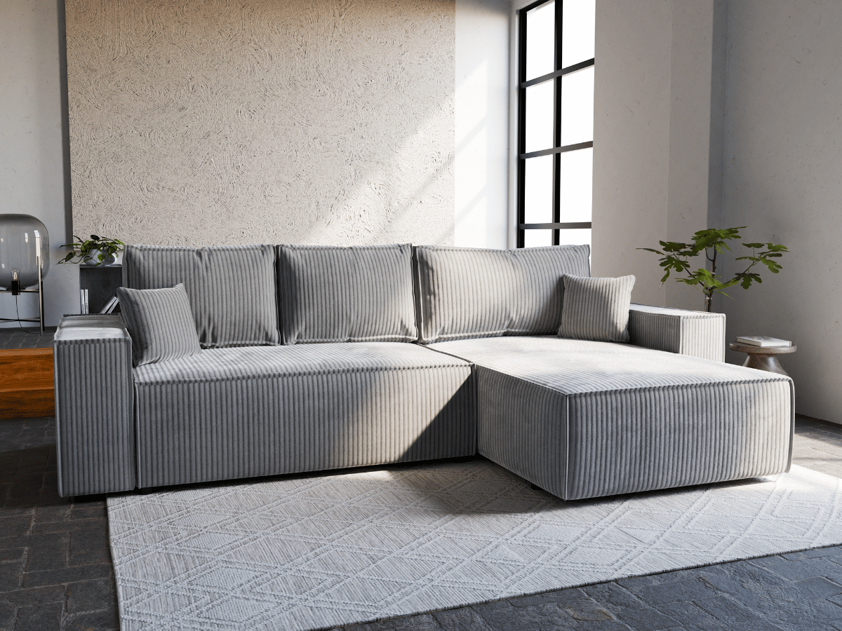 Canapé d'angle convertible velours côtelé doux Rivoli