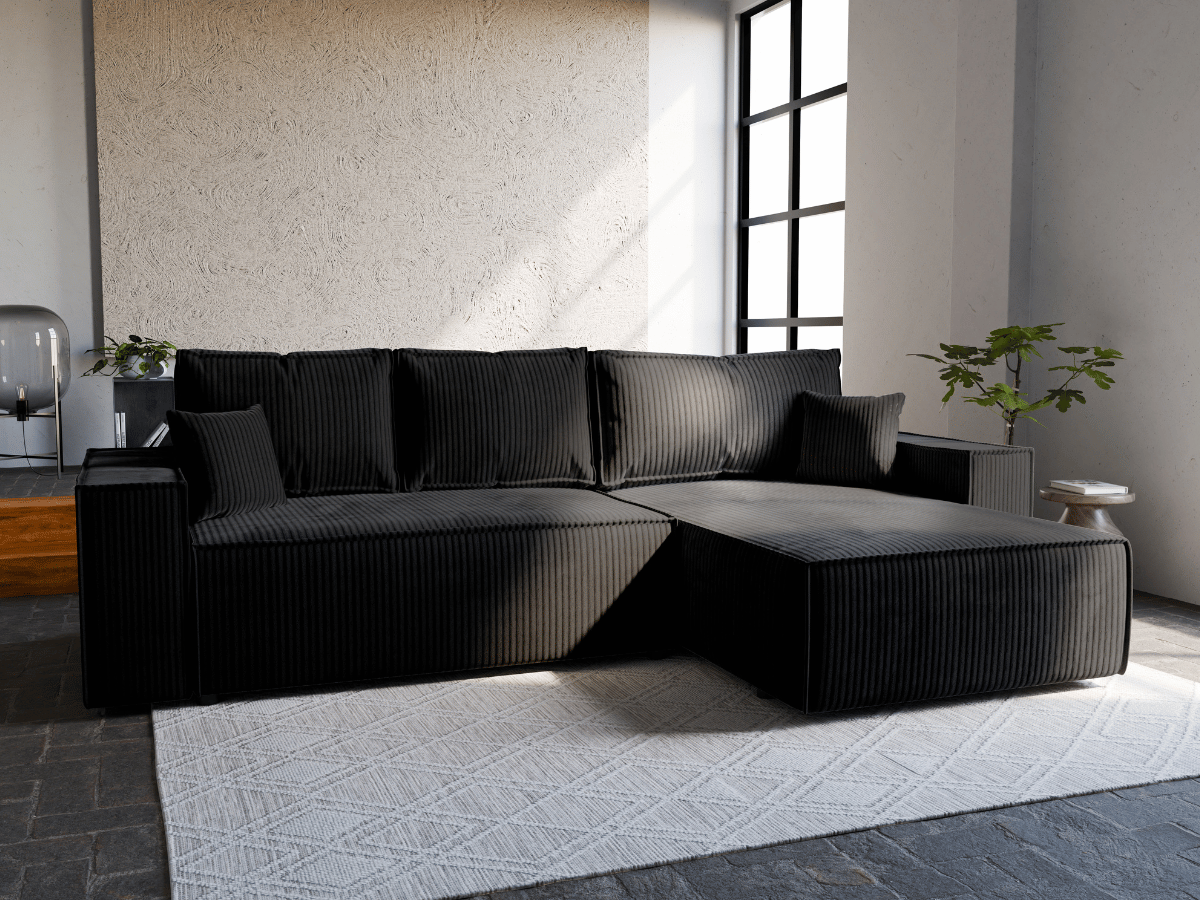Canapé d'angle convertible velours côtelé doux Rivoli