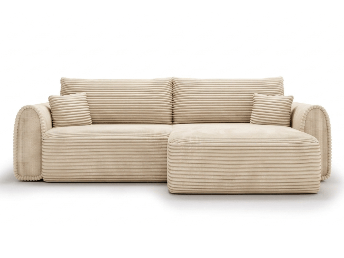 Canapé convertible ODEON – Velours côtelé épais – Design arrondi tendance