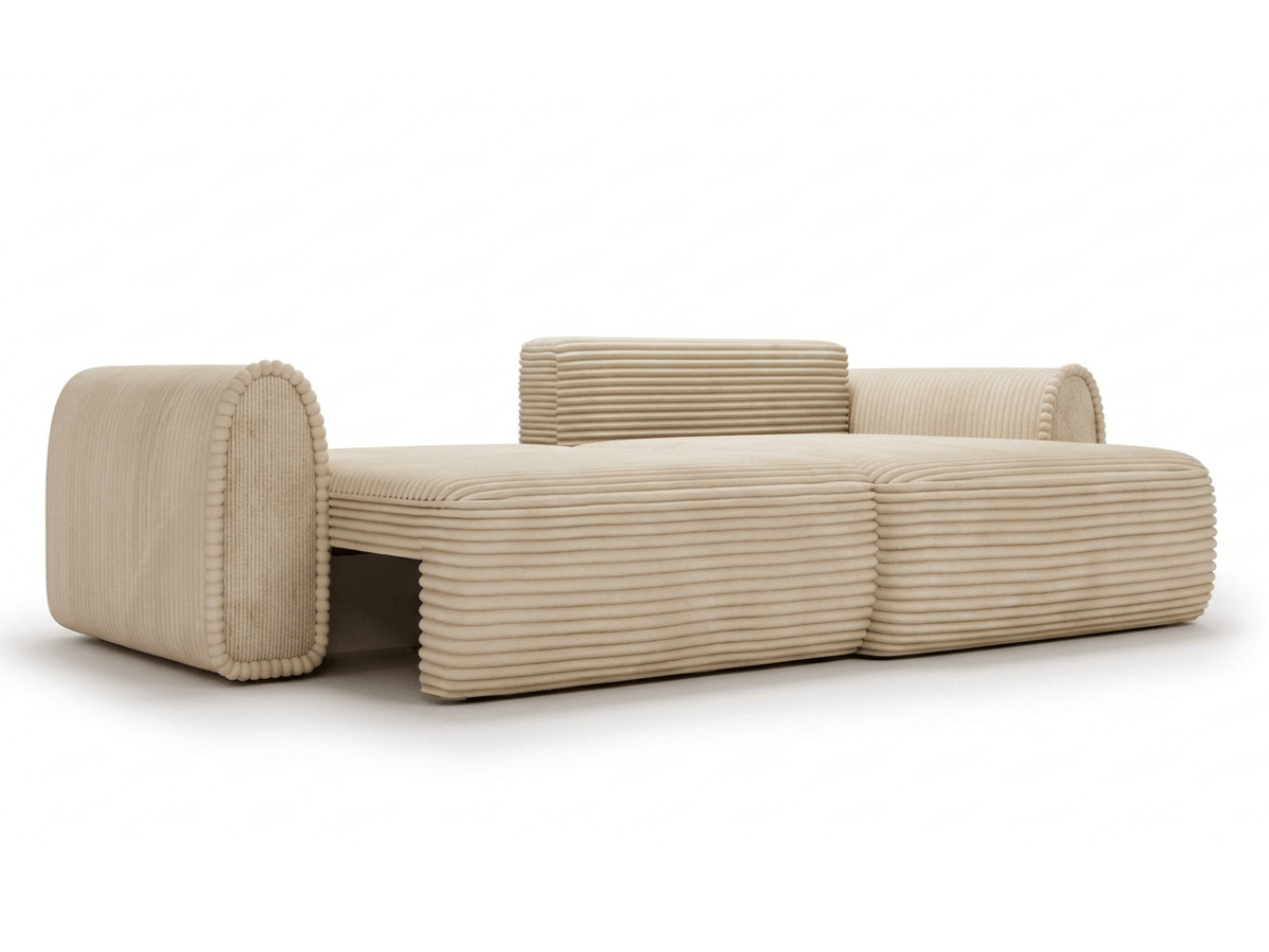 Canapé convertible ODEON – Velours côtelé épais – Design arrondi tendance