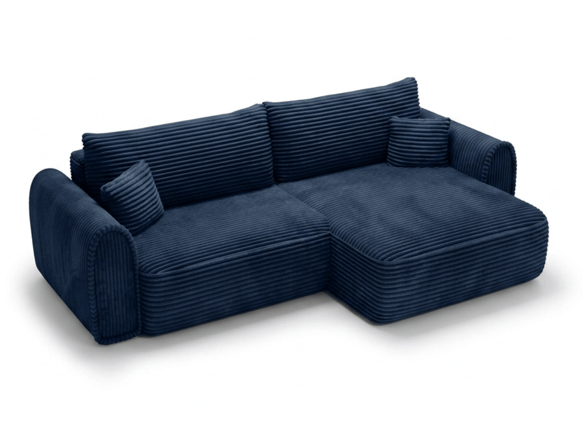 Canapé convertible ODEON – Velours côtelé épais – Design arrondi tendance