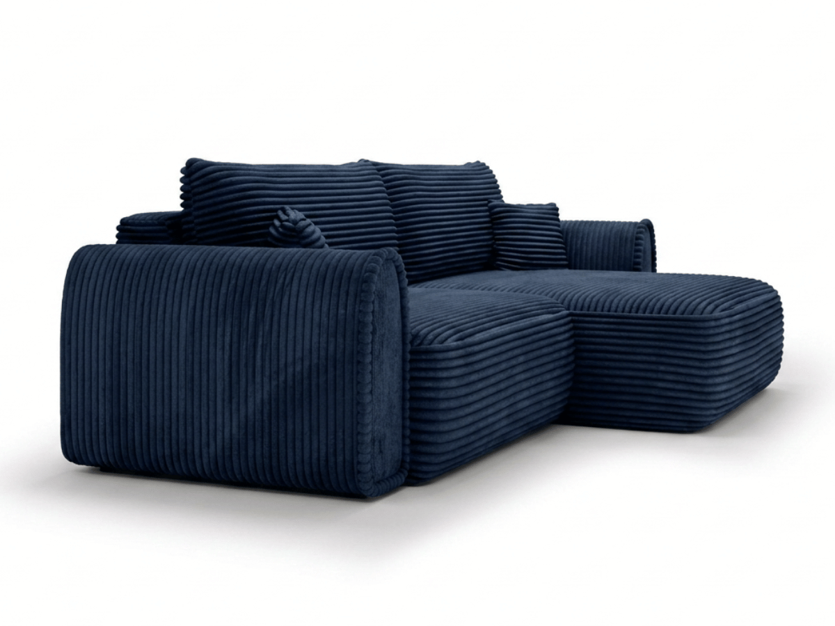 Canapé convertible ODEON – Velours côtelé épais – Design arrondi tendance
