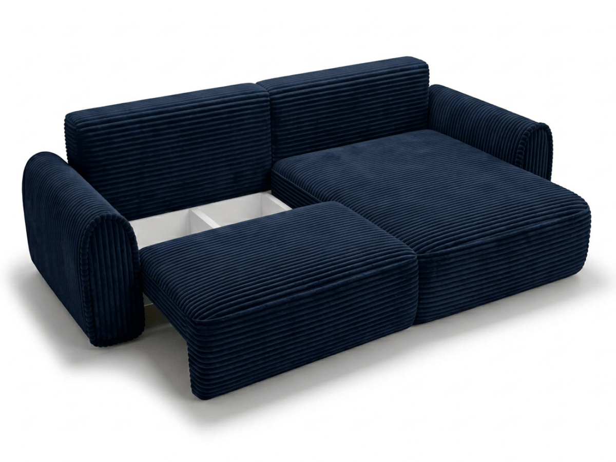 Canapé convertible ODEON – Velours côtelé épais – Design arrondi tendance