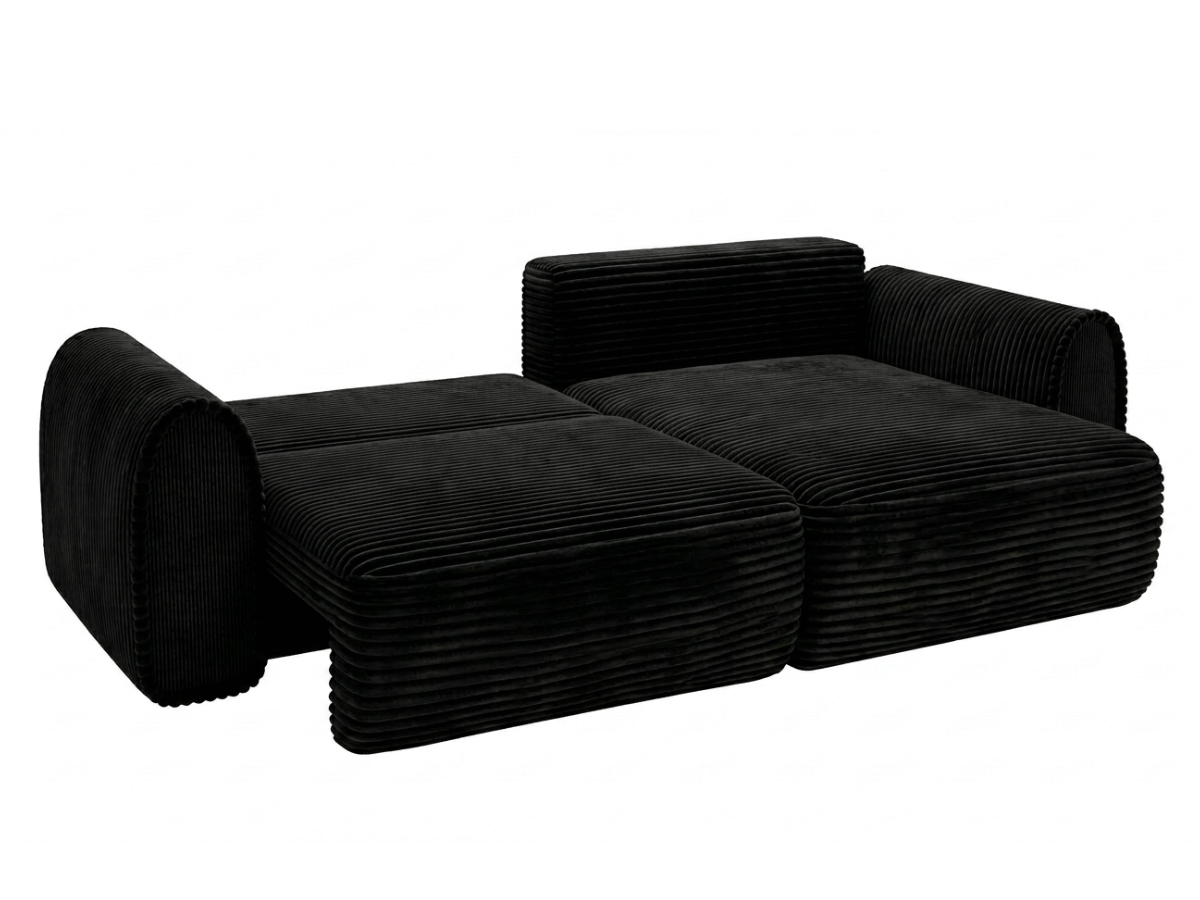 Canapé convertible ODEON – Velours côtelé épais – Design arrondi tendance