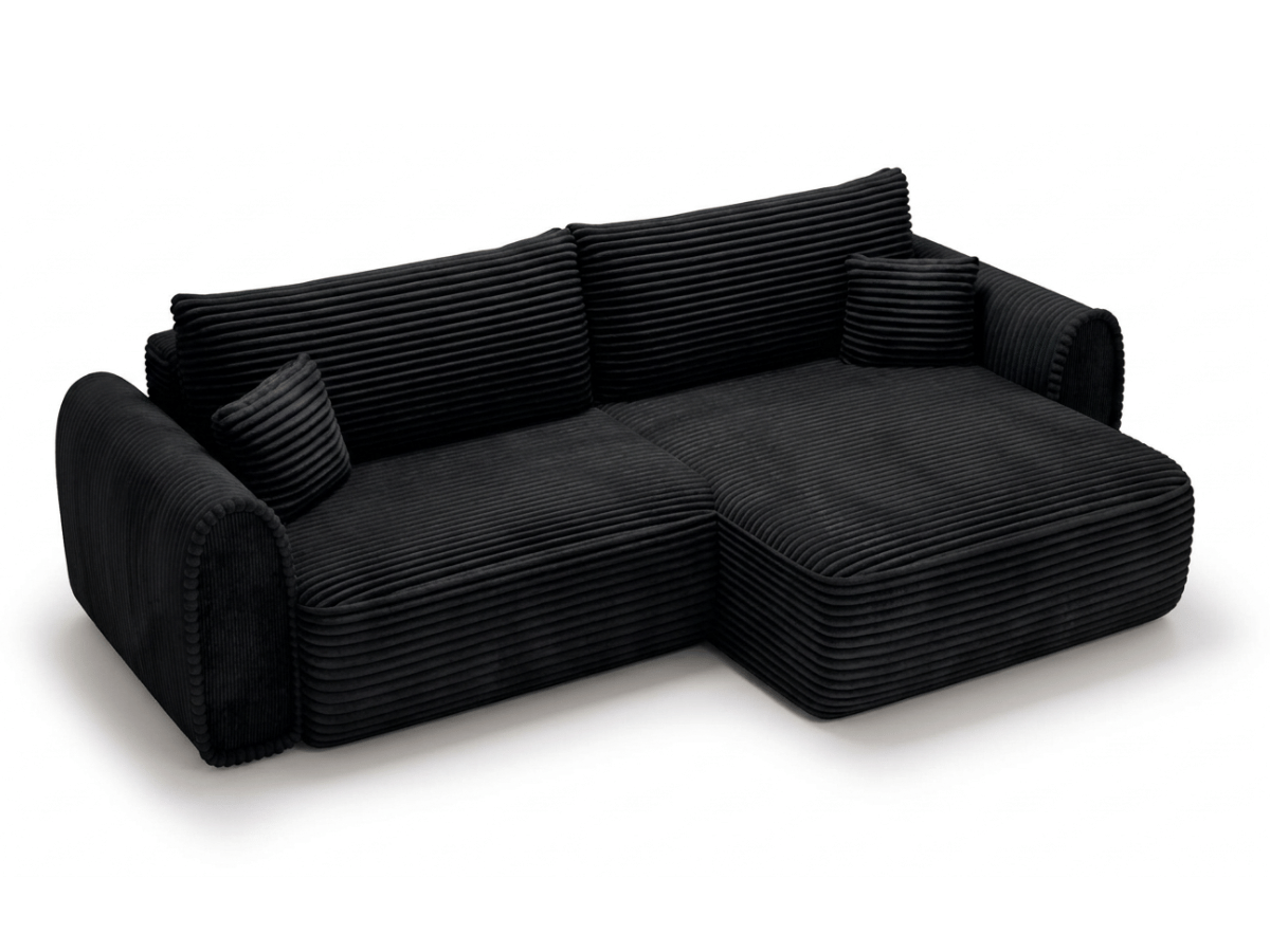 Canapé convertible ODEON – Velours côtelé épais – Design arrondi tendance