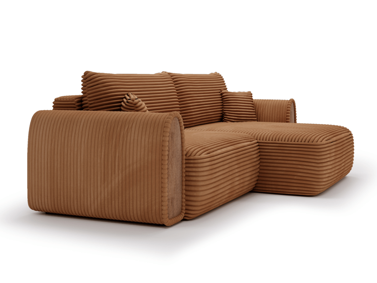 Canapé convertible ODEON – Velours côtelé épais – Design arrondi tendance