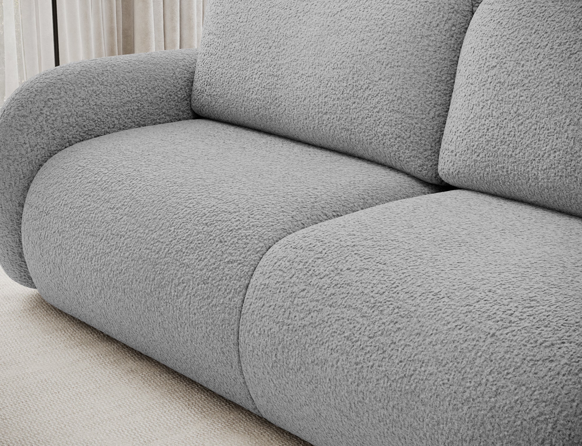 Canapé convertible design CADET avec coffre de rangement - Bouclette chinée gris - vue 6