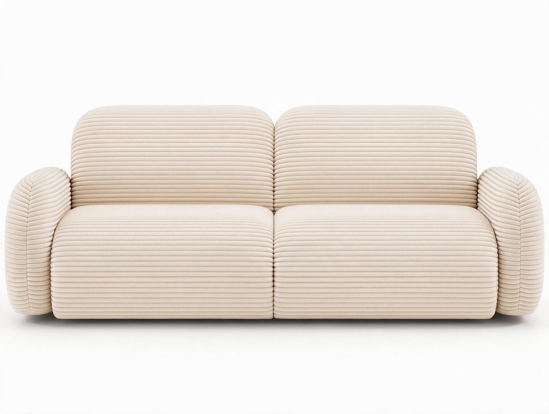 Canapé convertible design CADET avec coffre de rangement - Velours côtelé épais beige - vue 1