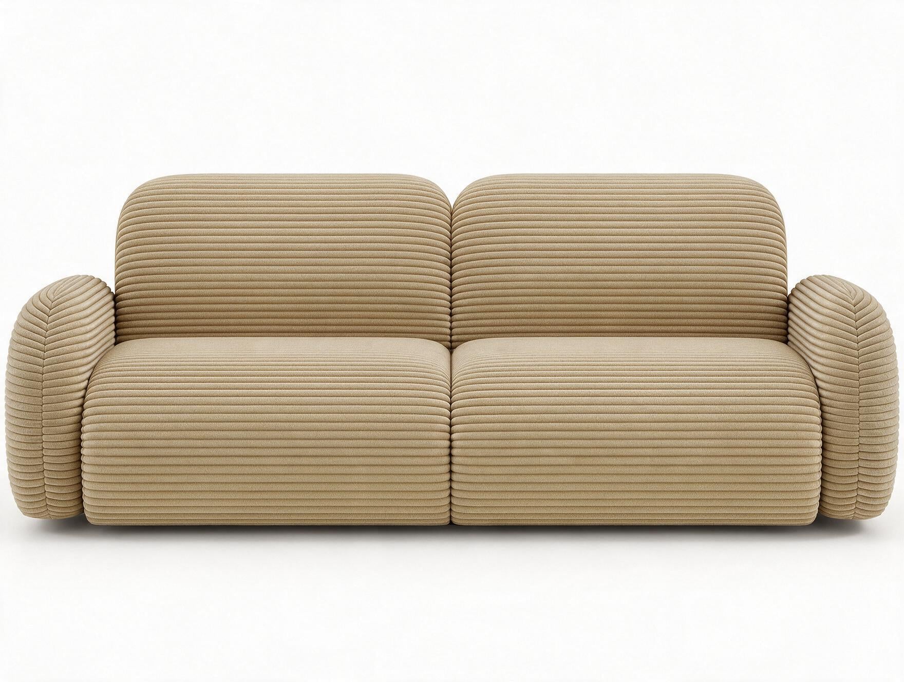 Canapé convertible design CADET avec coffre de rangement - Velours côtelé épais camel - vue 1