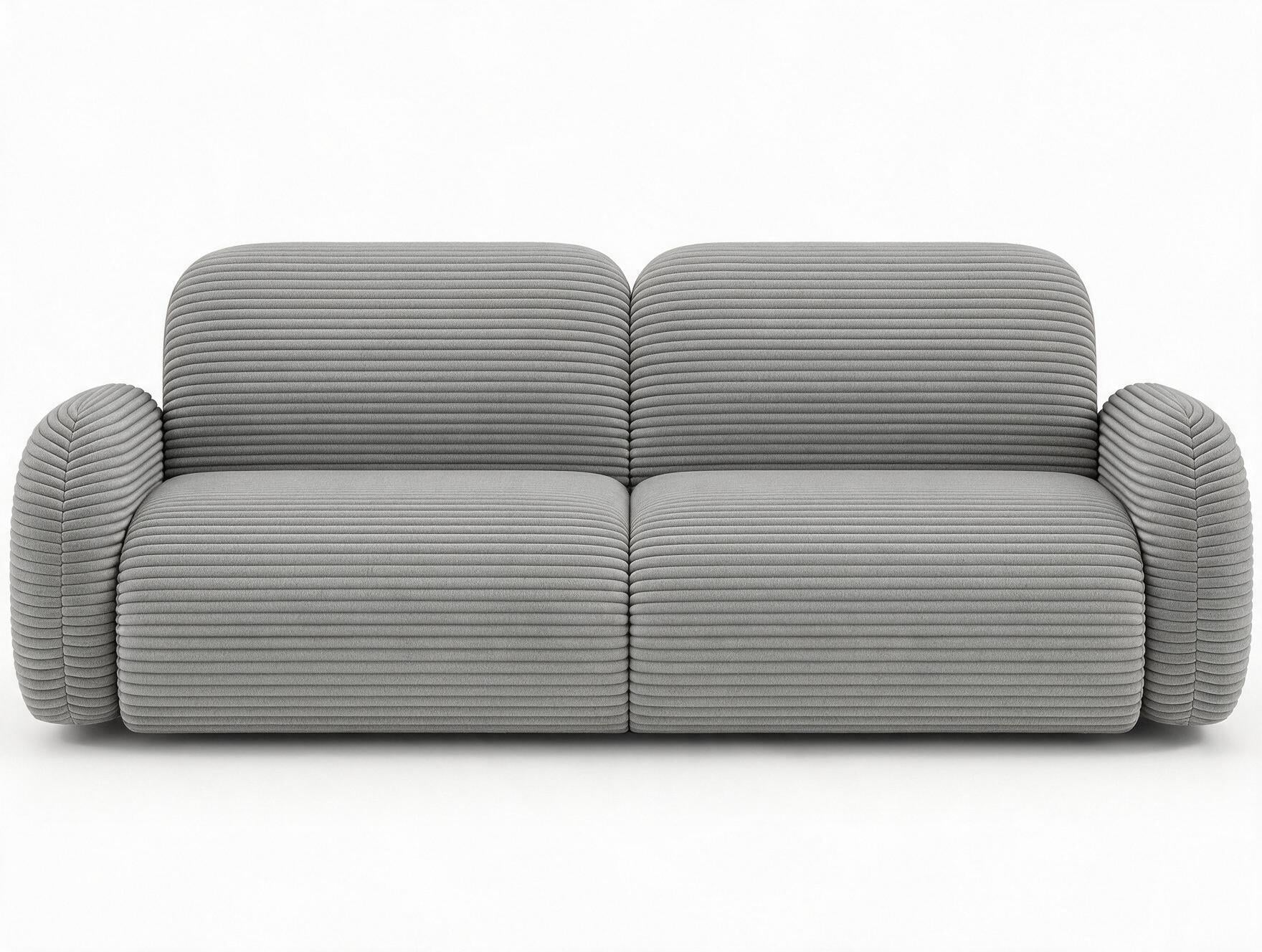 Canapé convertible design CADET avec coffre de rangement - Velours côtelé épais gris clair - vue 1