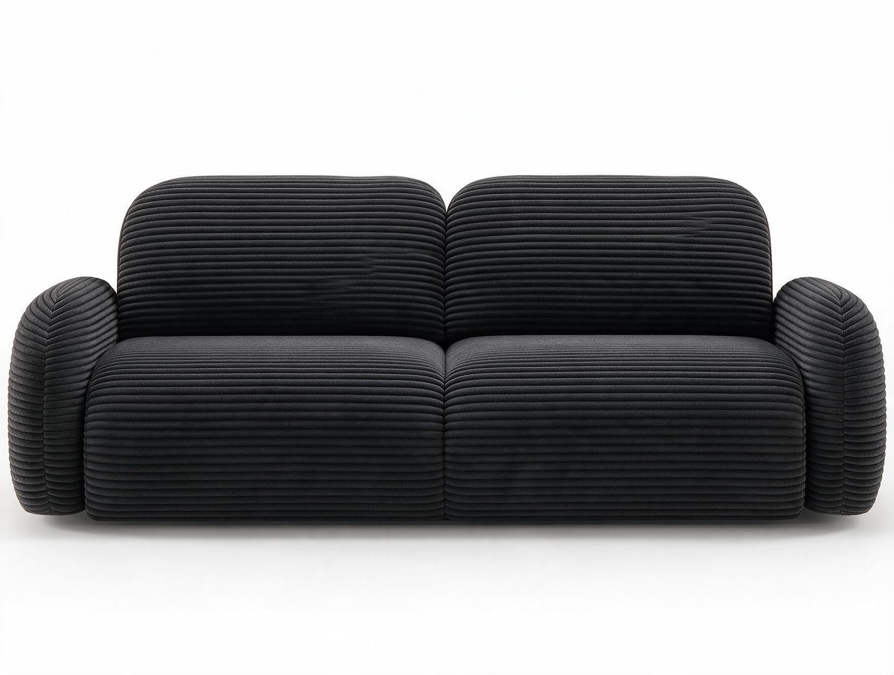 Canapé convertible design CADET avec coffre de rangement - Velours côtelé épais noir - vue 1