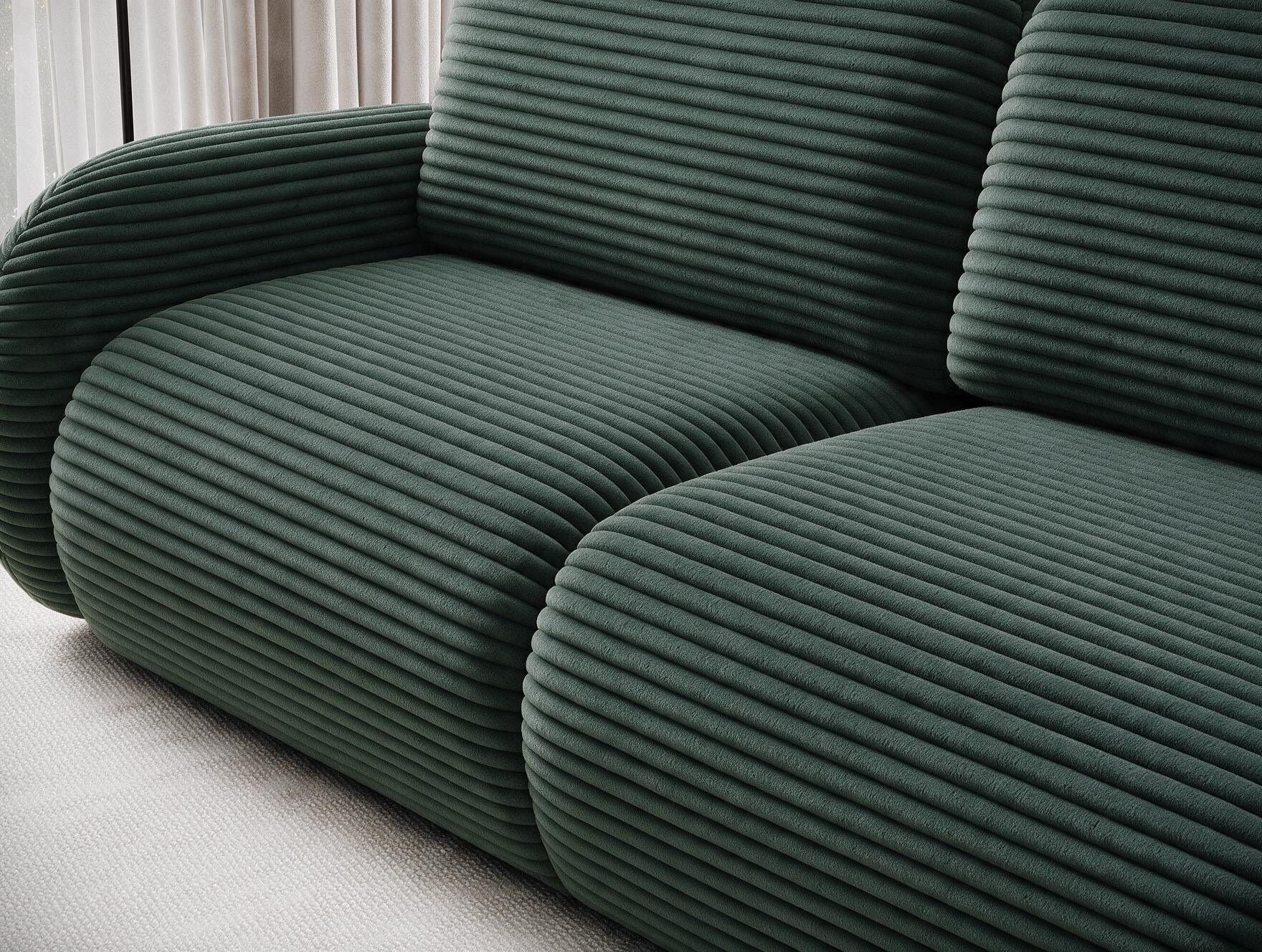 Canapé convertible design CADET avec coffre de rangement - Velours côtelé épais vert - vue 7