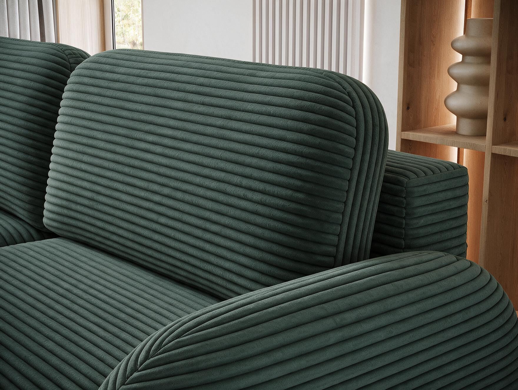 Canapé convertible design CADET avec coffre de rangement - Velours côtelé épais vert - vue 8