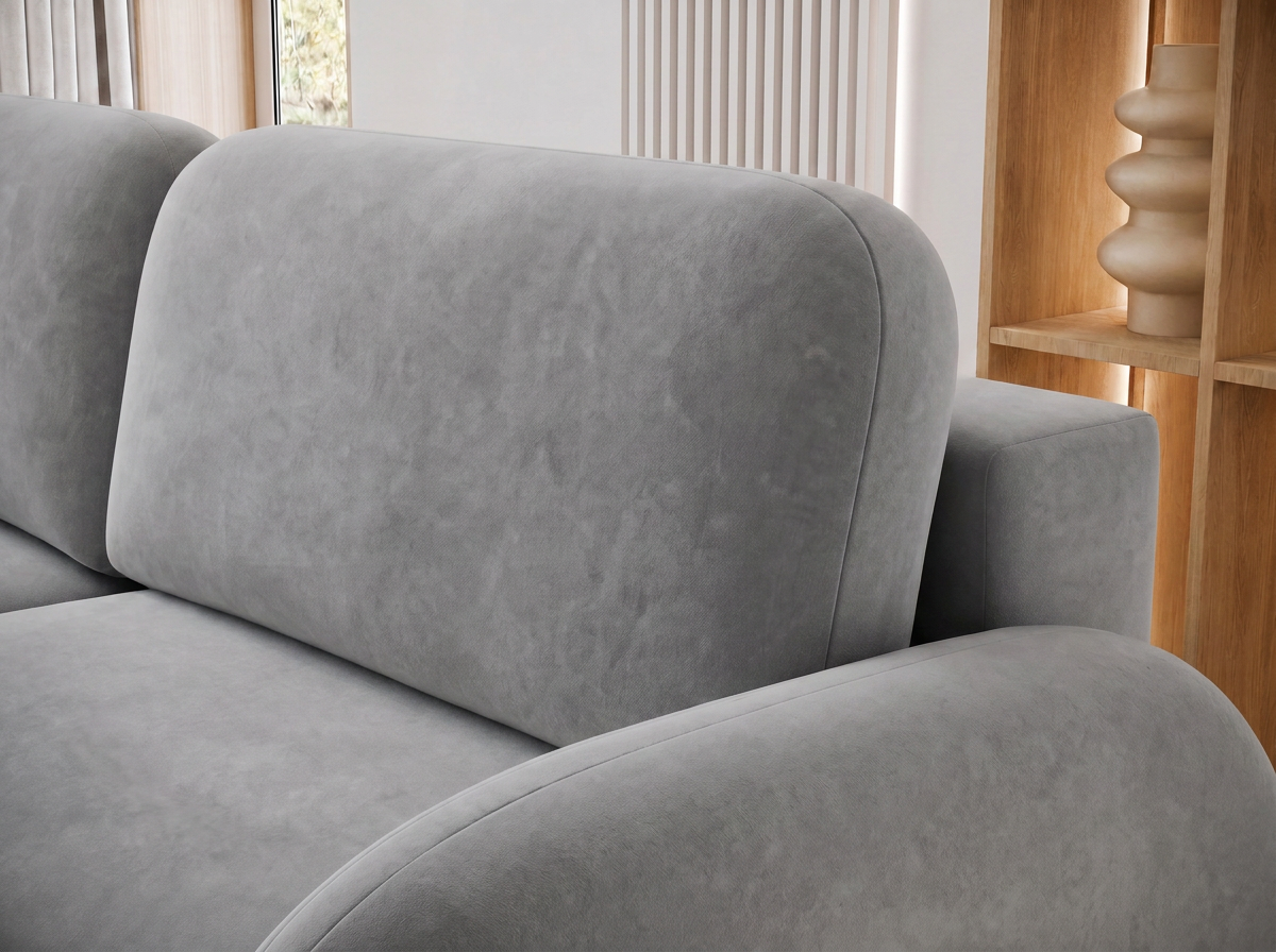 Canapé convertible design CADET avec coffre de rangement - Velours gris clair - vue 8