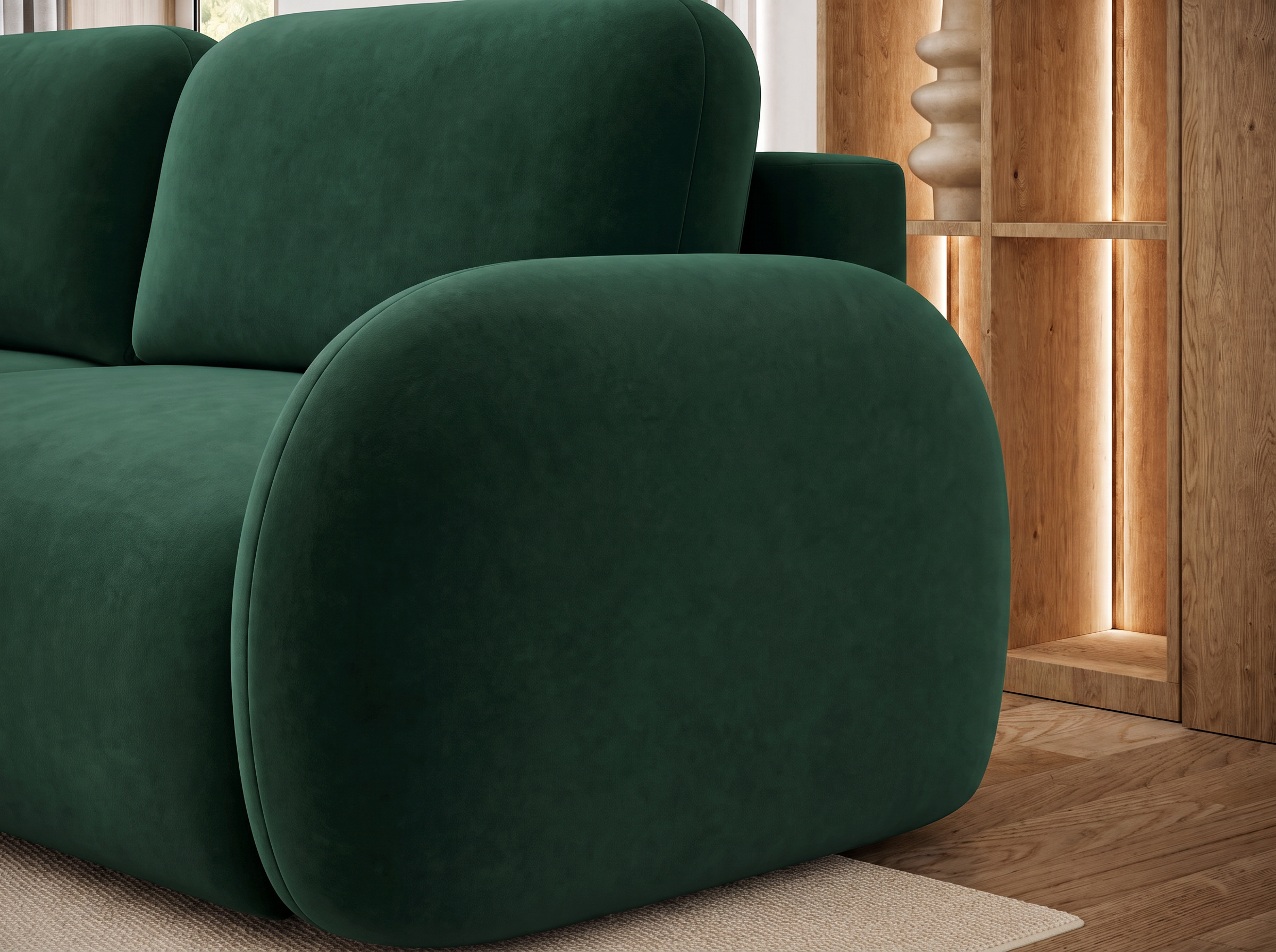 Canapé convertible design CADET avec coffre de rangement - Velours vert sapin - vue 7