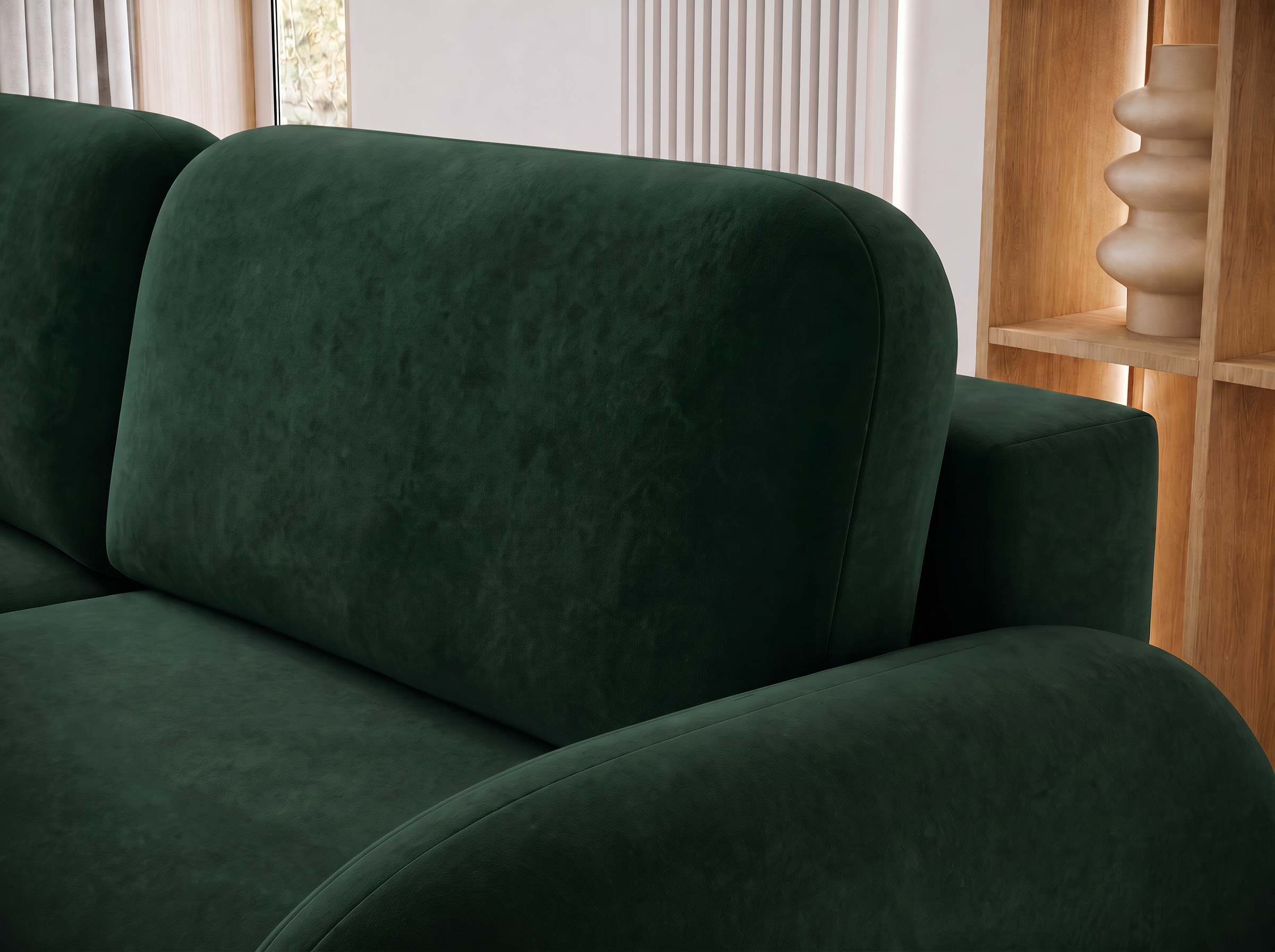 Canapé convertible design CADET avec coffre de rangement - Velours vert sapin - vue 8