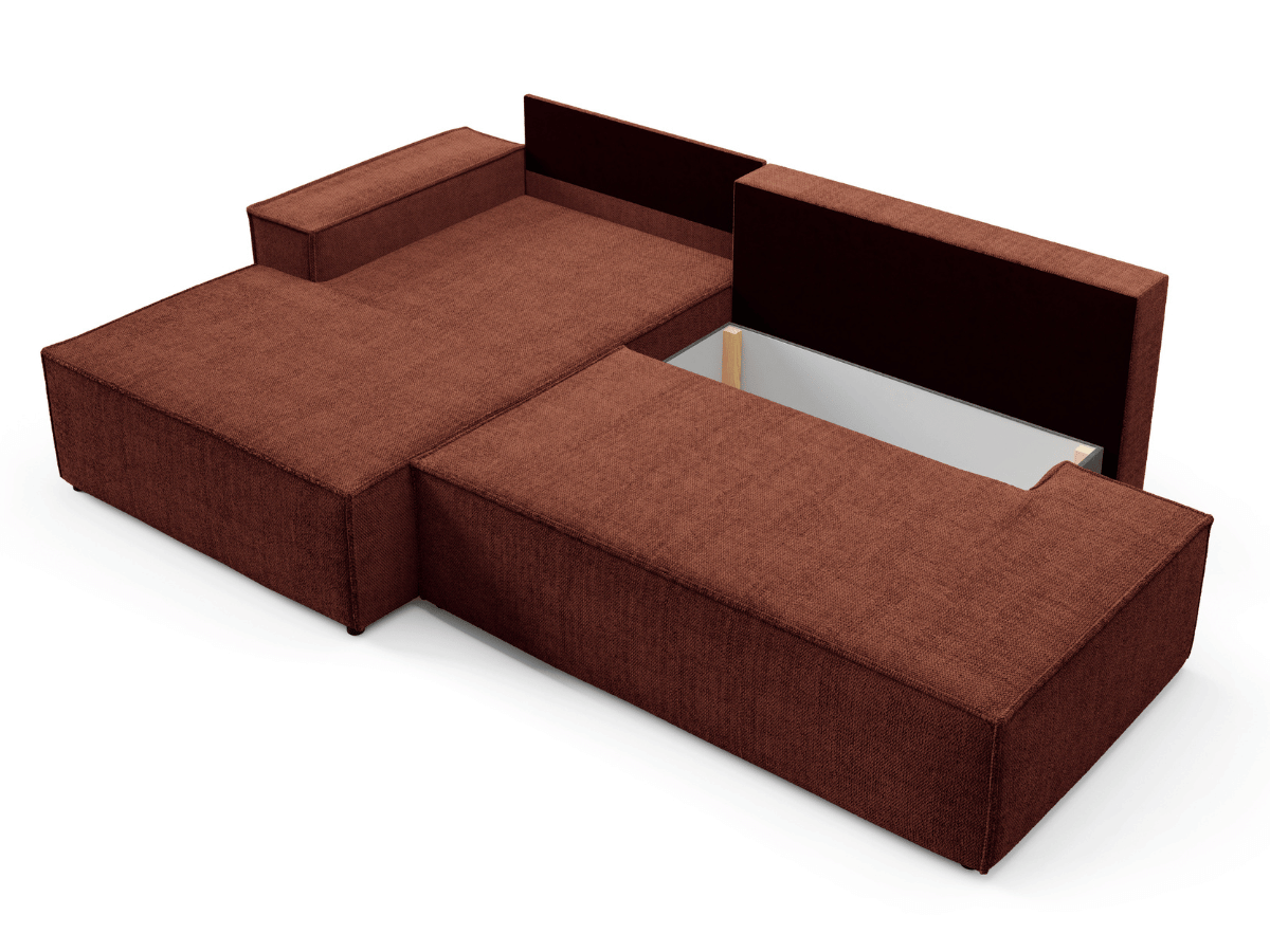 Gran sofá cama esquinero de pana beige GRENELLE