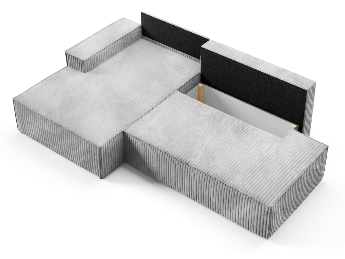 Gran sofá cama esquinero de pana beige GRENELLE