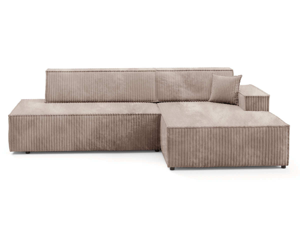 Gran sofá cama esquinero de pana beige GRENELLE