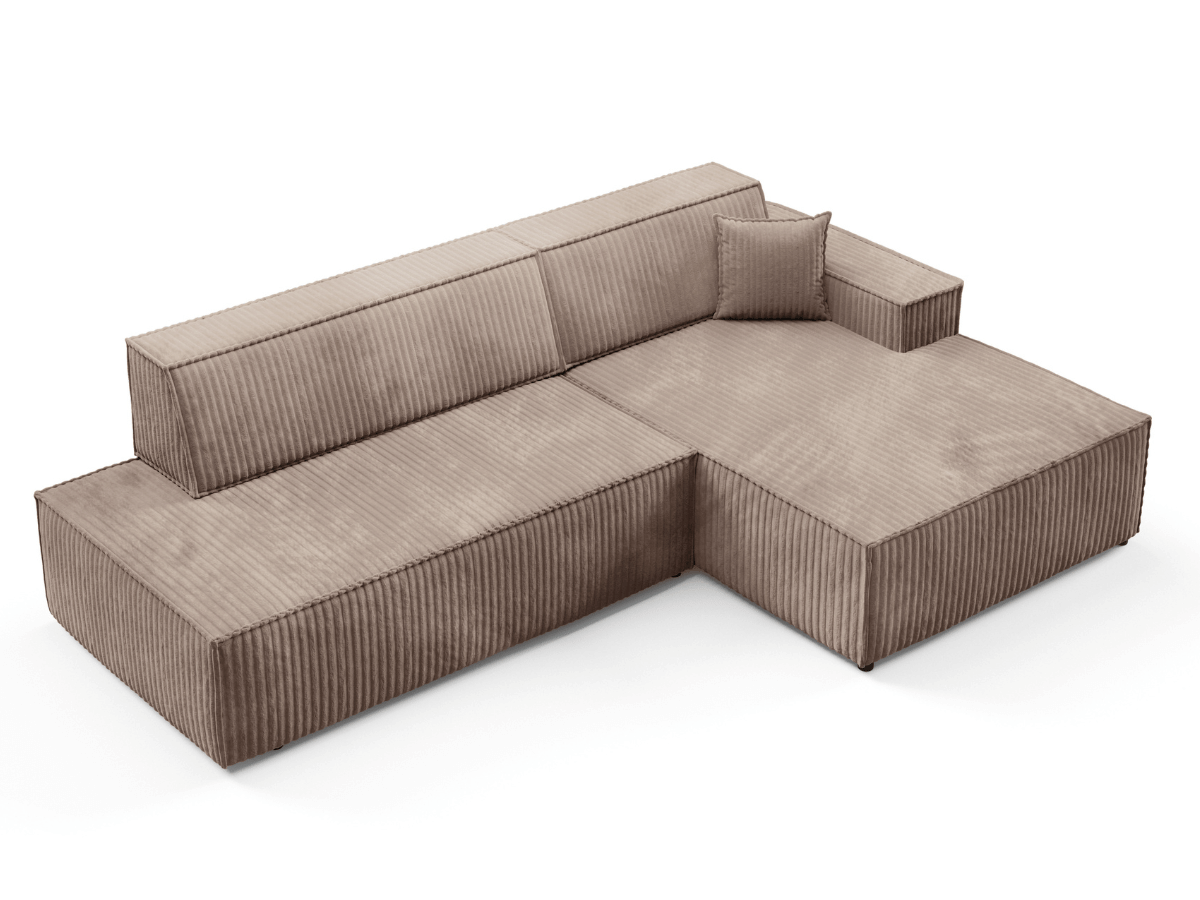 Gran sofá cama esquinero de pana beige GRENELLE