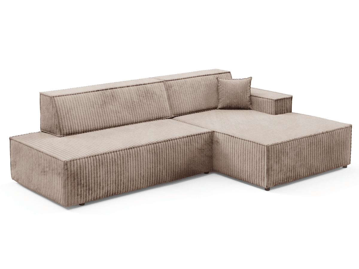 Gran sofá cama esquinero de pana beige GRENELLE