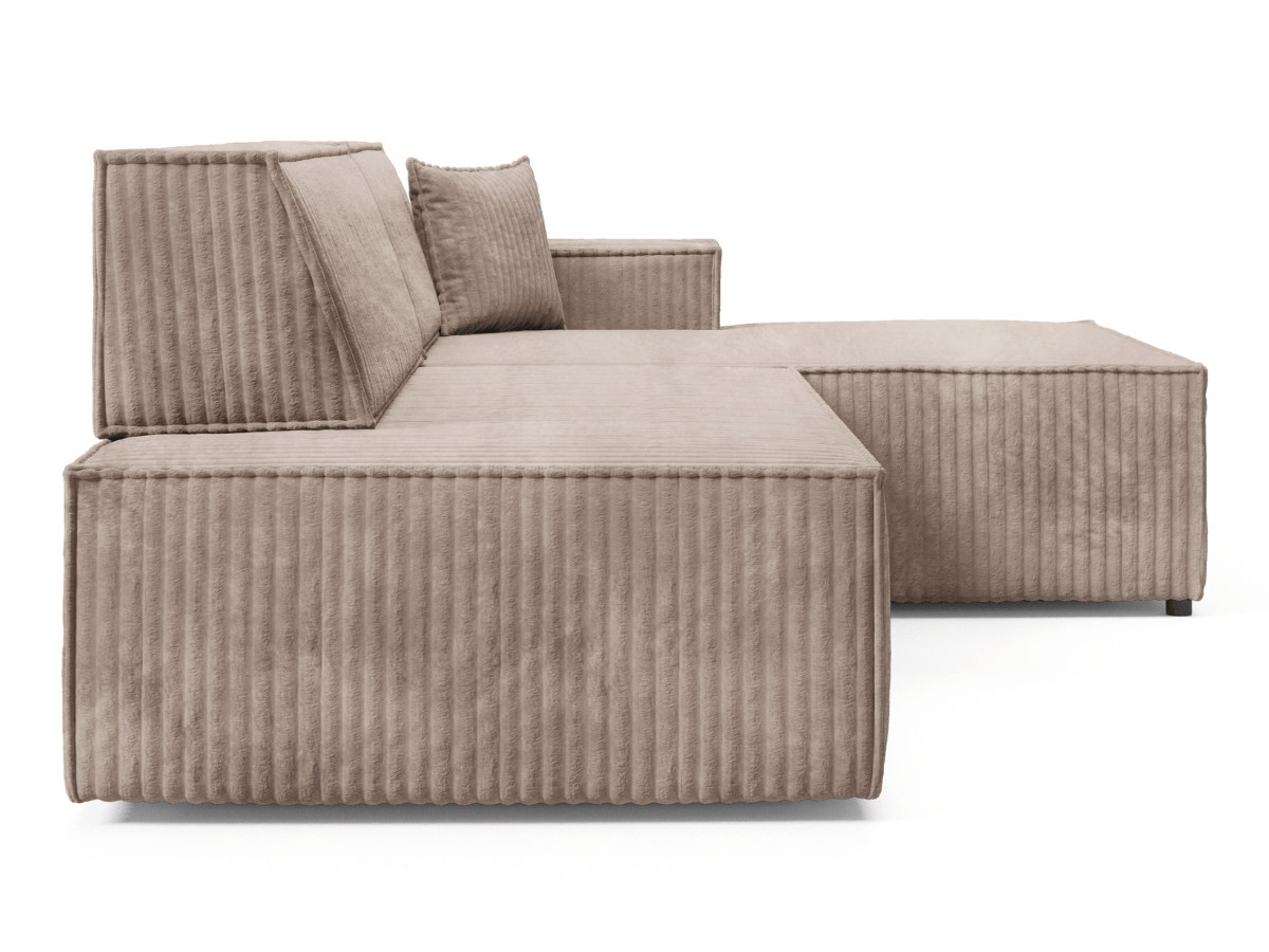 Gran sofá cama esquinero de pana beige GRENELLE