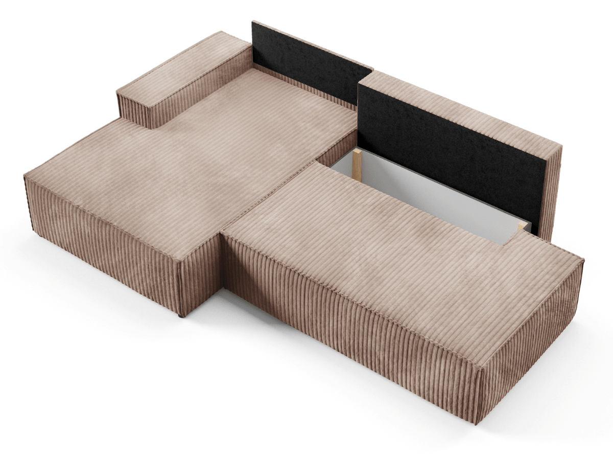 Gran sofá cama esquinero de pana beige GRENELLE