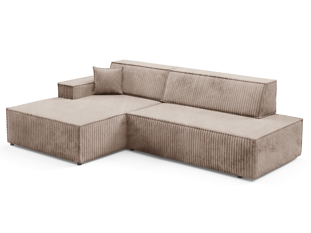 Gran sofá cama esquinero de pana beige GRENELLE