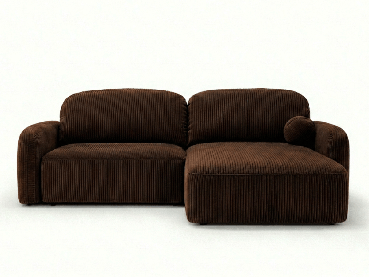 Canapé d’angle convertible HONORÉ – velours côtelé avec coffre