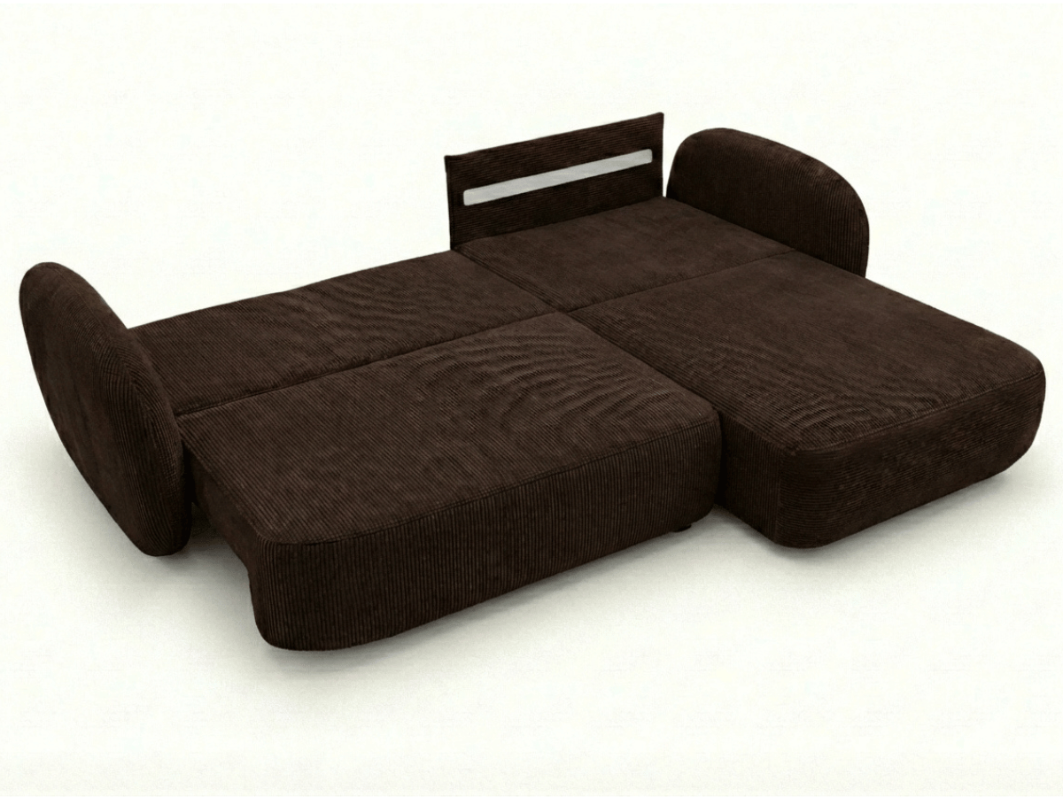 Canapé d’angle convertible HONORÉ – velours côtelé avec coffre