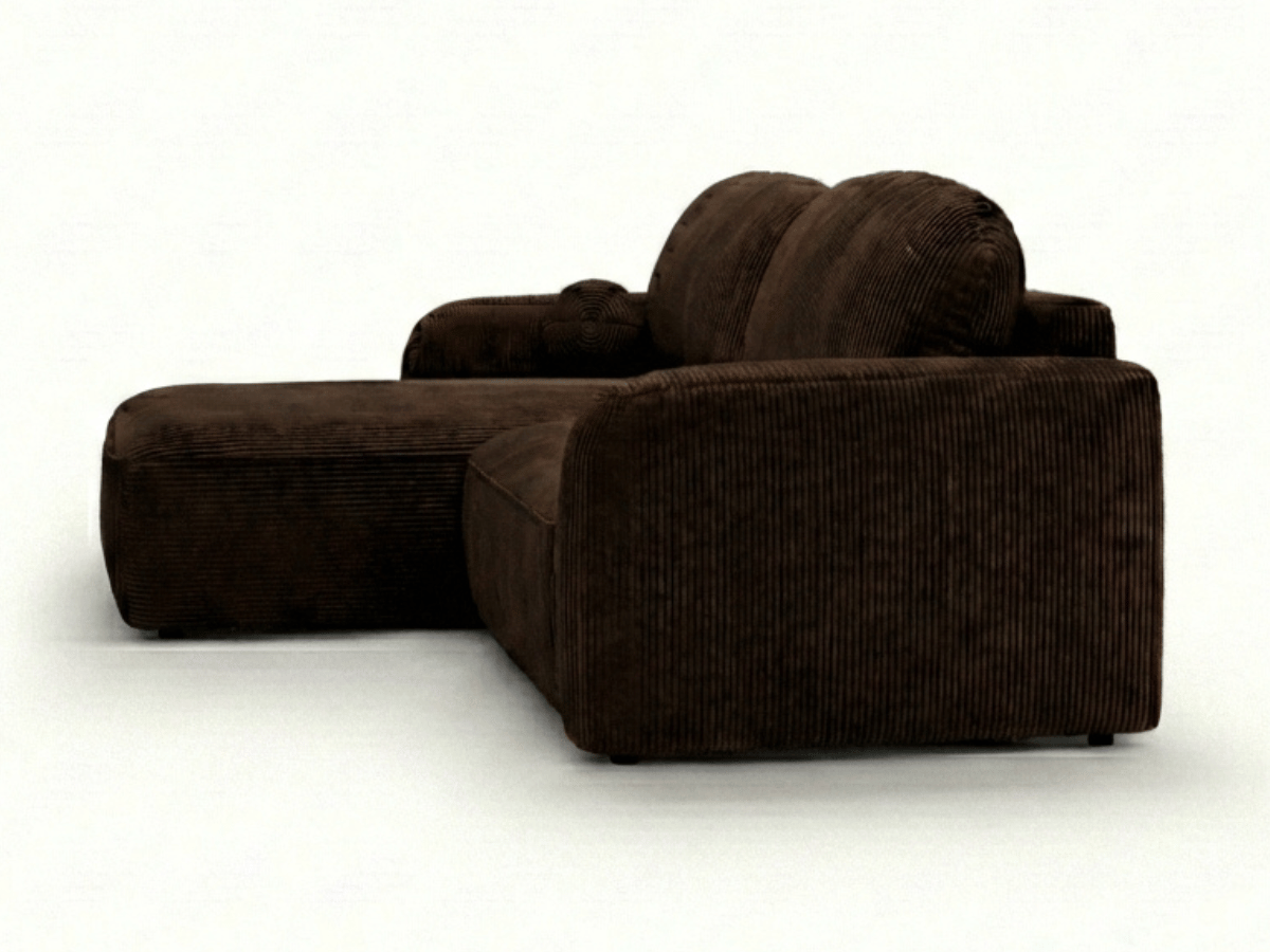 Canapé d’angle convertible HONORÉ – velours côtelé avec coffre