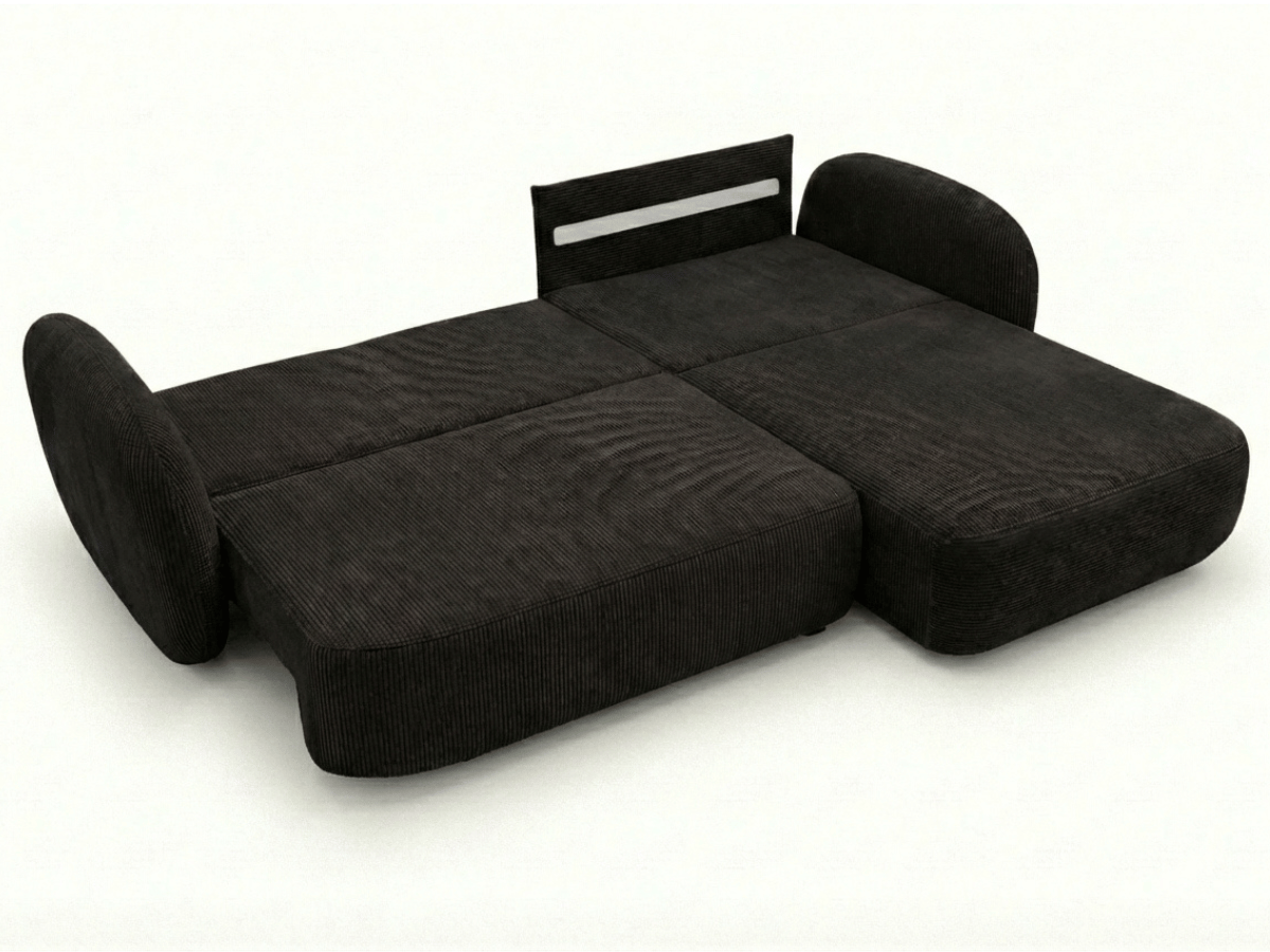 Canapé d’angle convertible HONORÉ – velours côtelé avec coffre