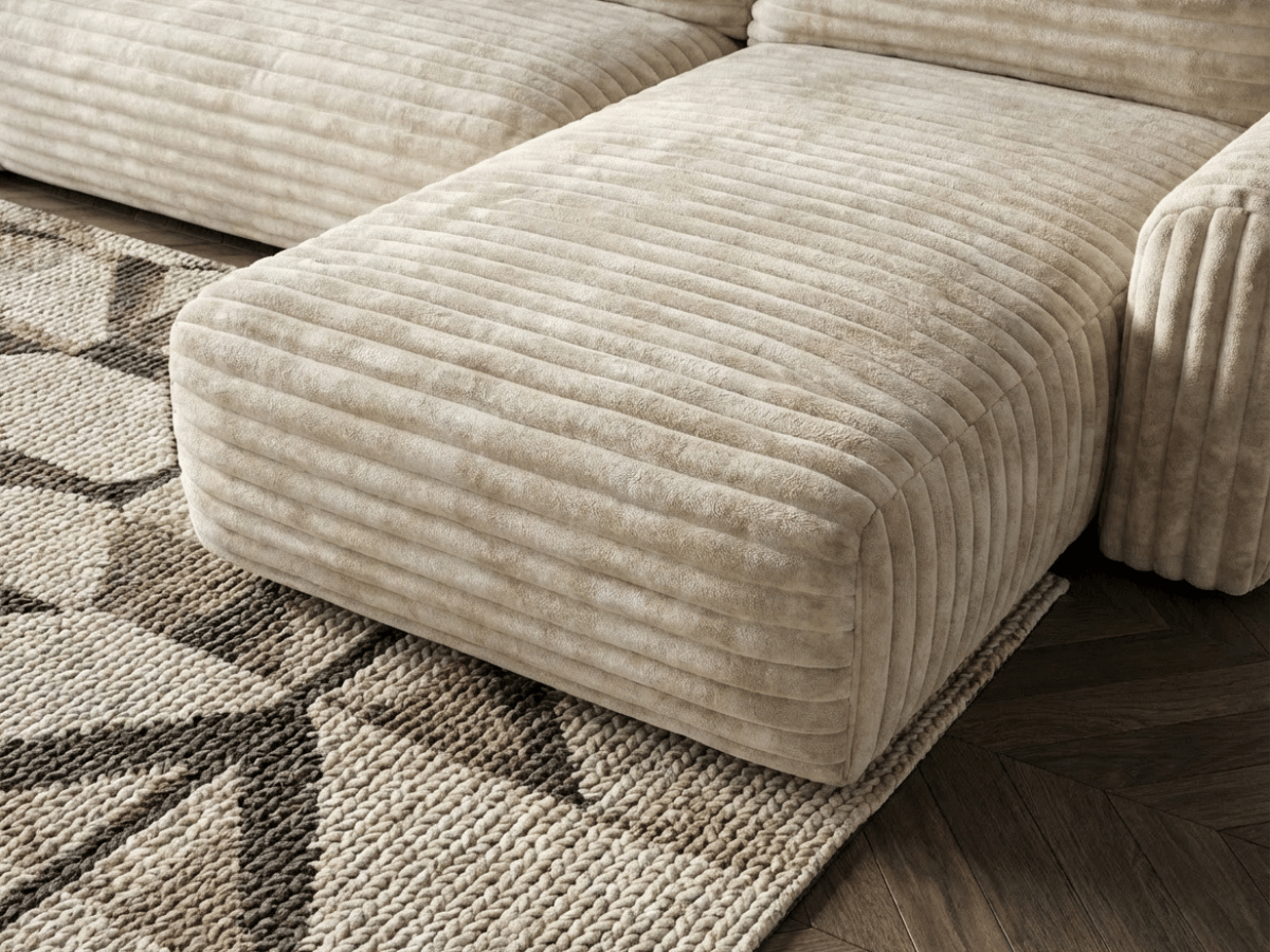 Canapé d’angle convertible Marbeuf avec coffre – Velours côtelé ou bouclette