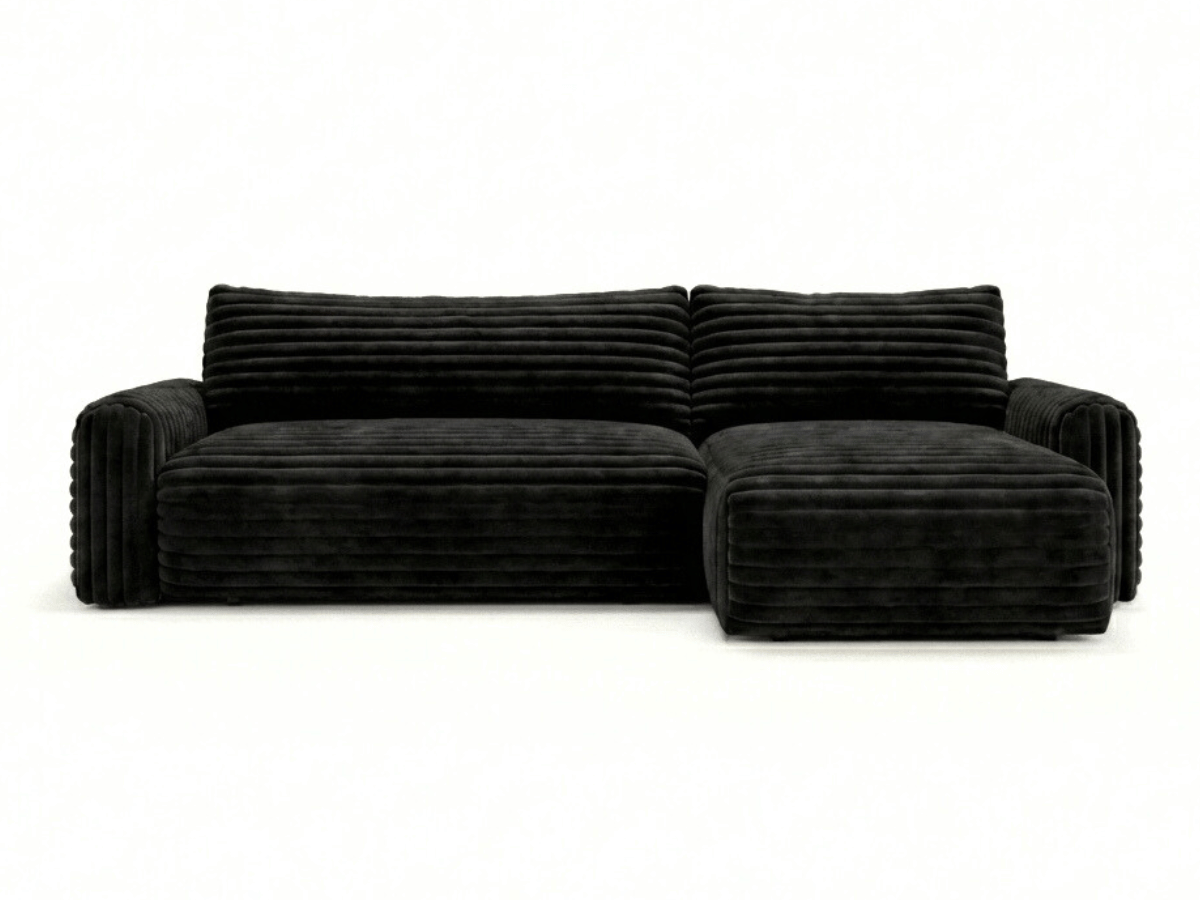 Canapé d’angle convertible Marbeuf avec coffre – Velours côtelé ou bouclette