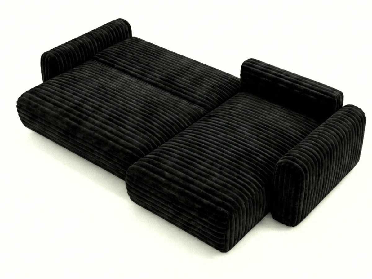 Canapé d’angle convertible Marbeuf avec coffre – Velours côtelé ou bouclette