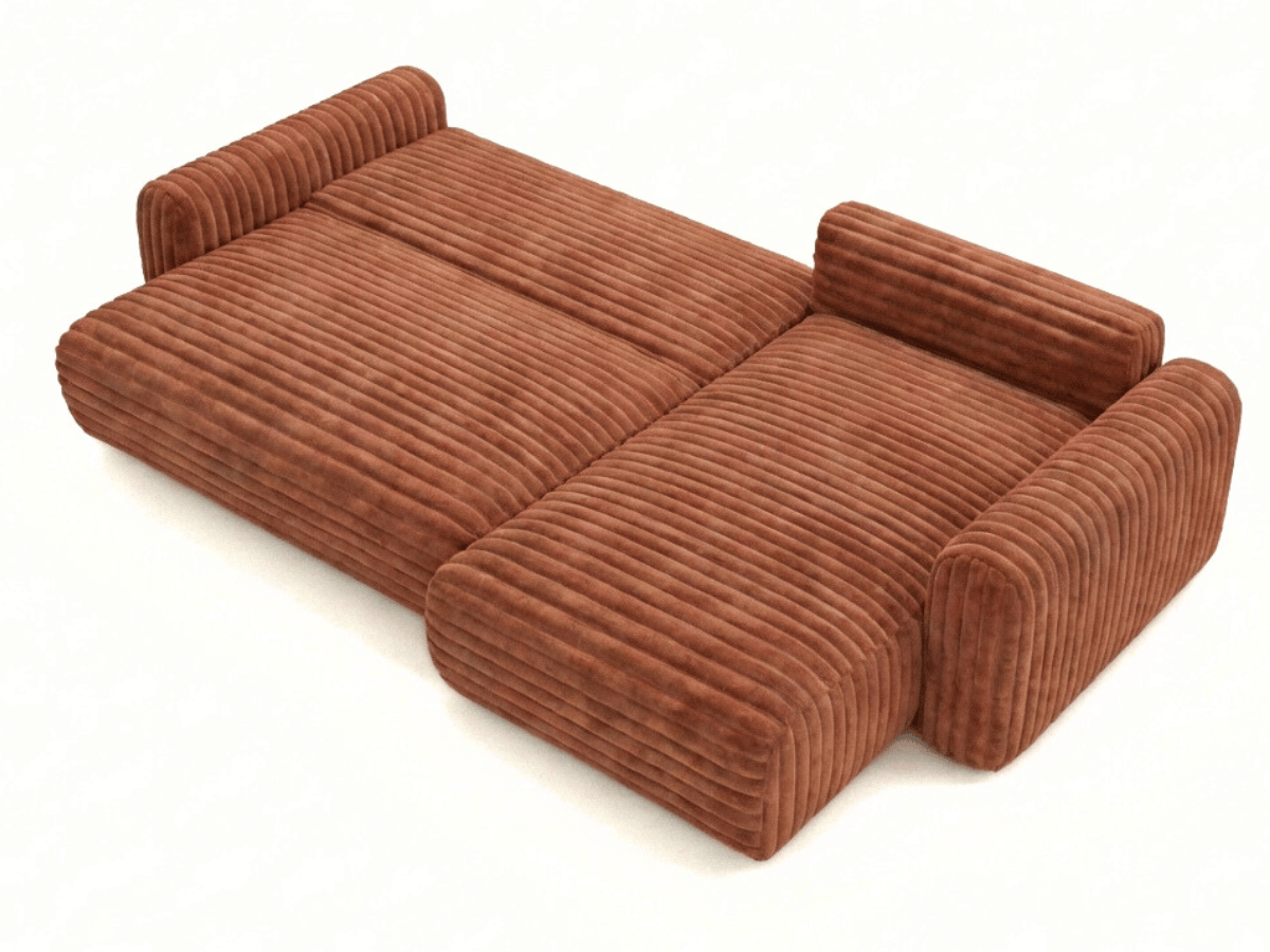 Canapé d’angle convertible Marbeuf avec coffre – Velours côtelé ou bouclette