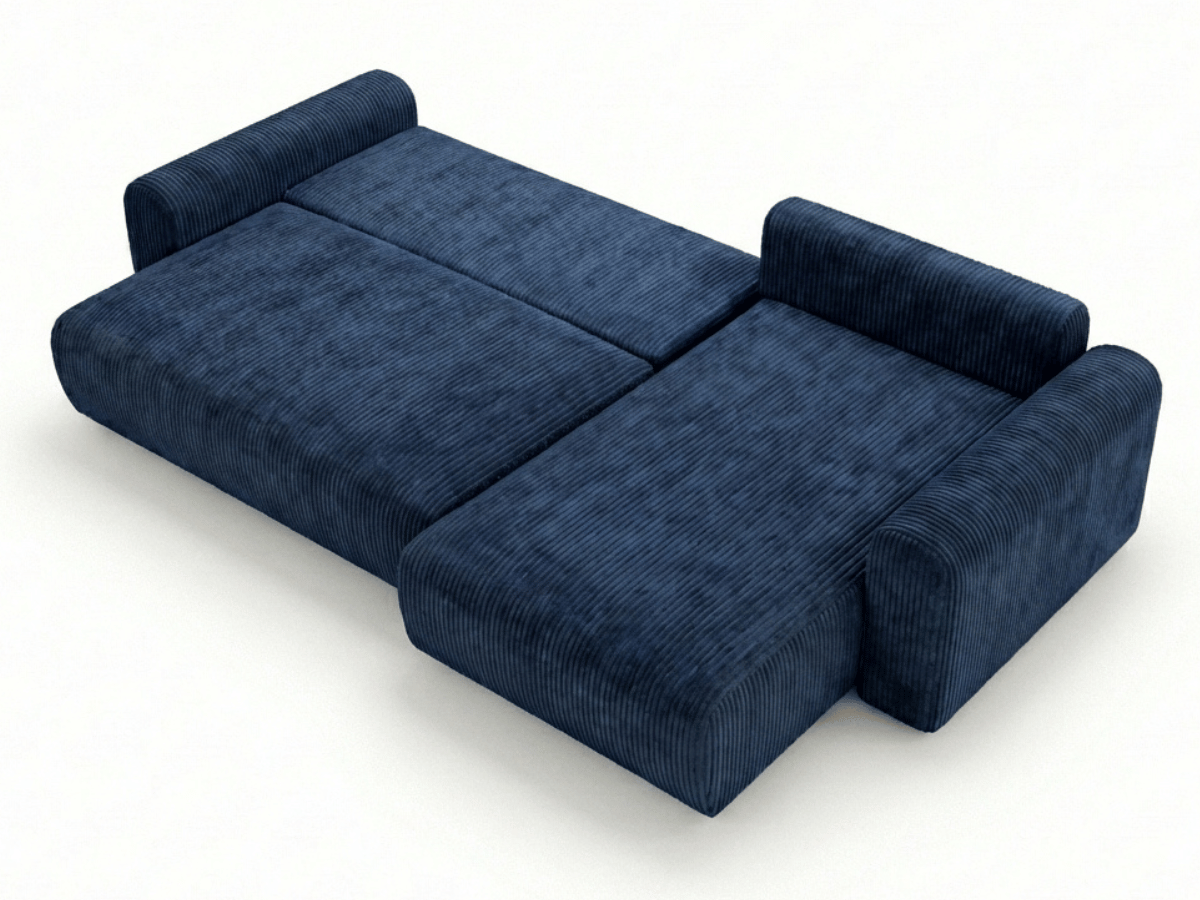 Canapé d’angle convertible Marbeuf avec coffre – Velours côtelé ou bouclette